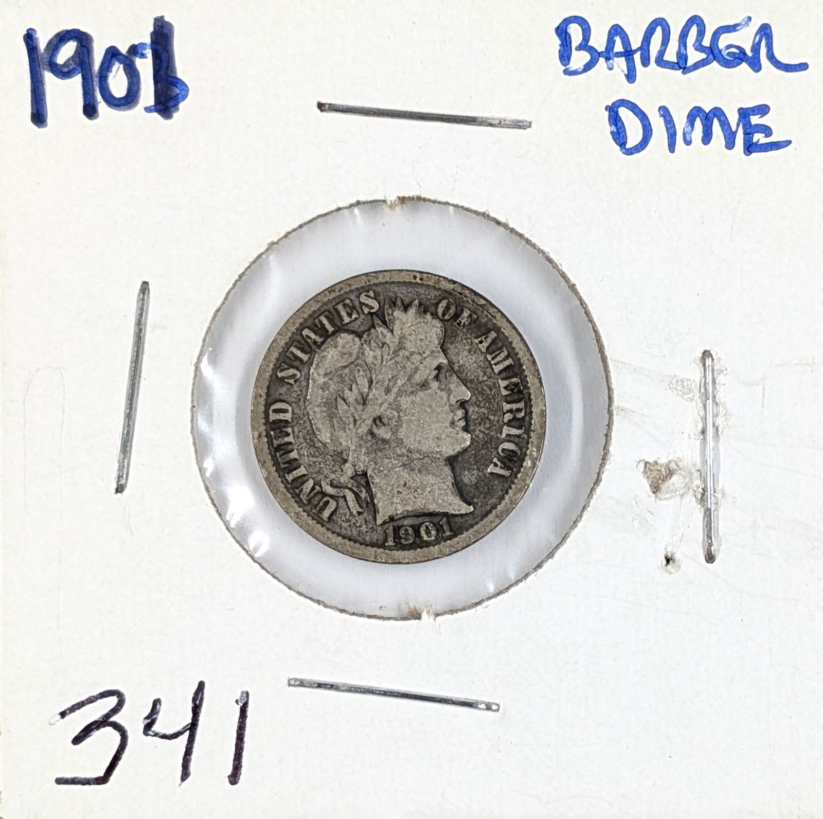 1901 Silver Barber Dime: Silver 