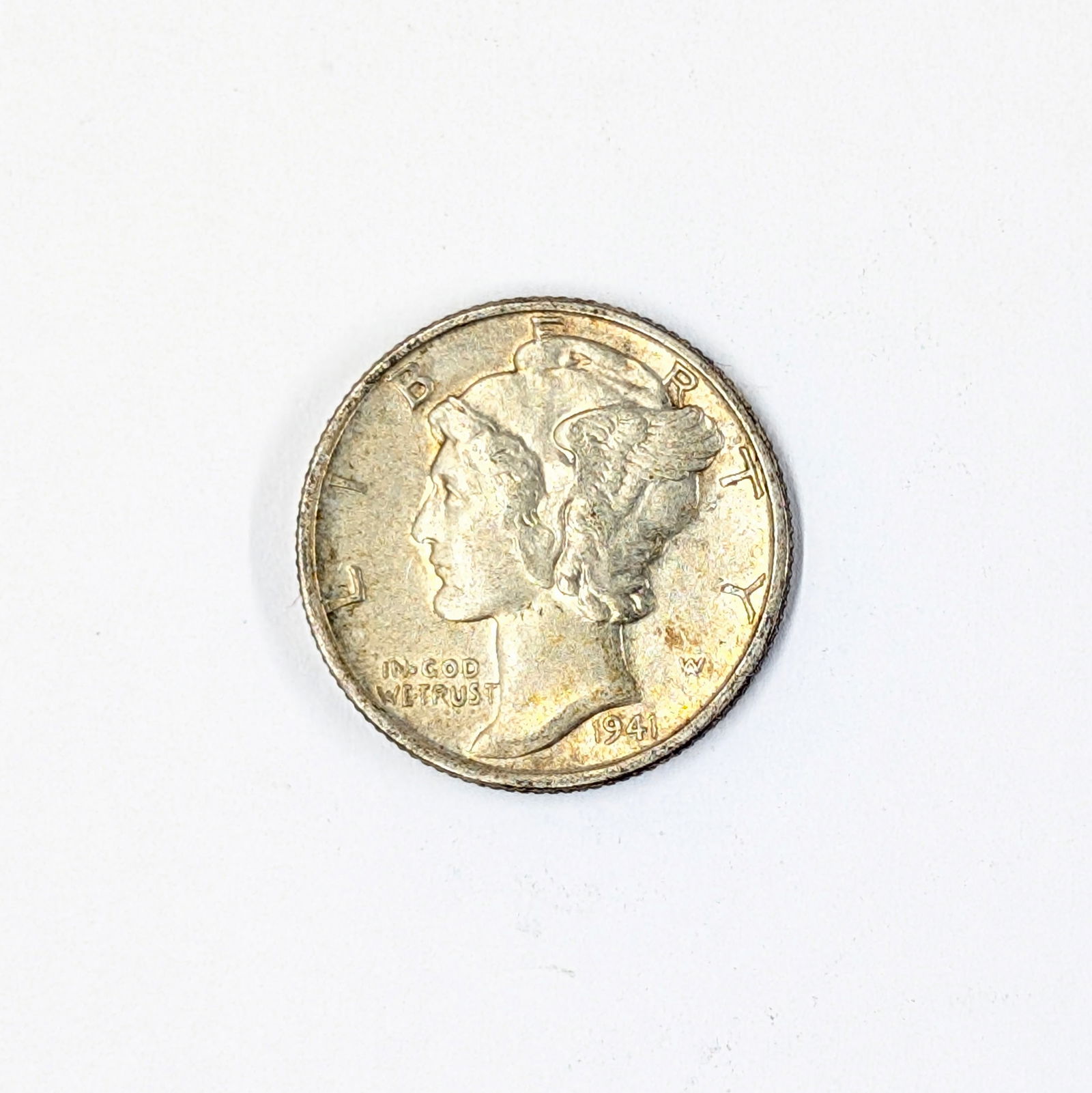 1941 Silver Mercury Dime - Toned: Silver 