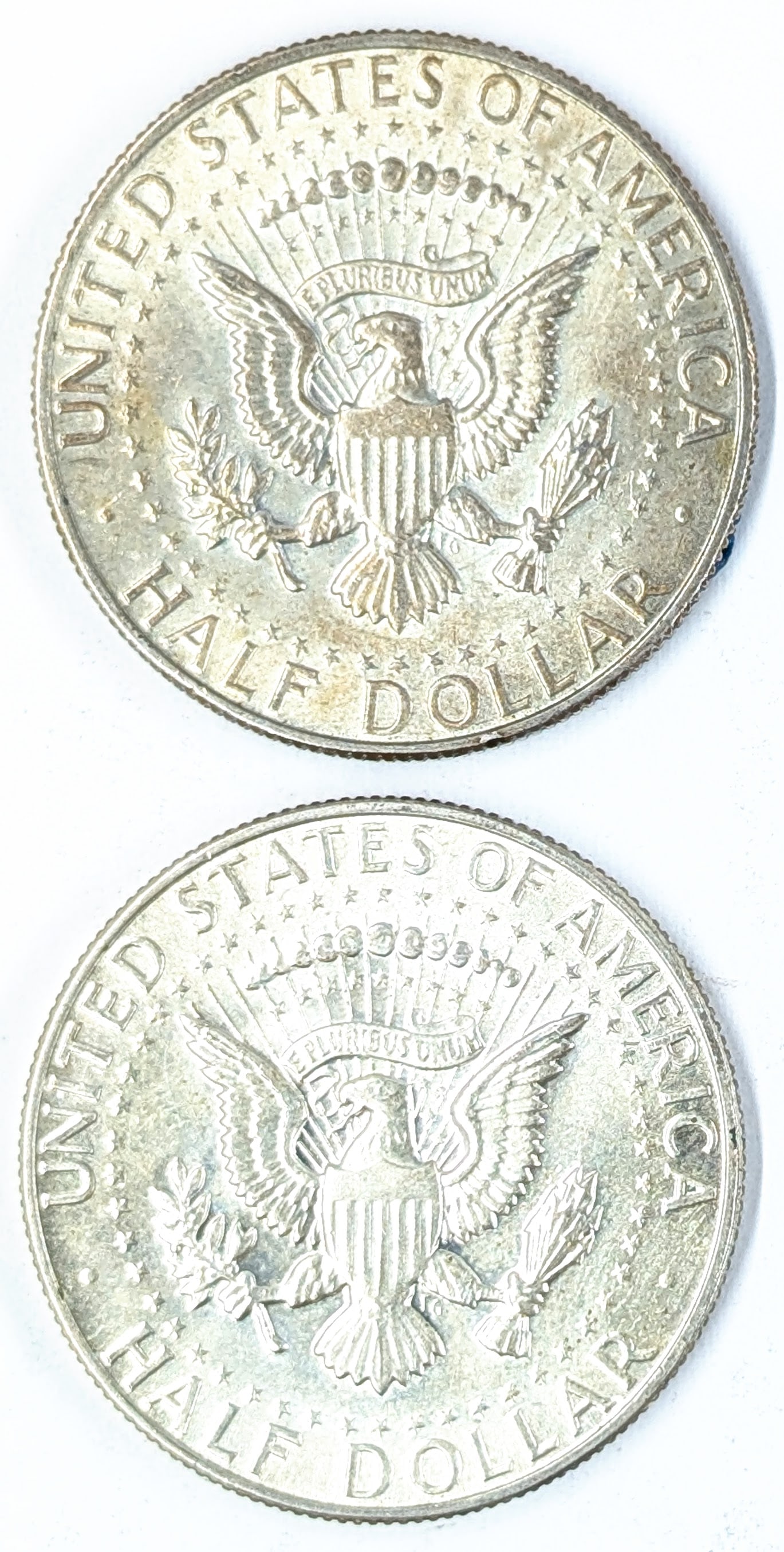 Lot of 2 Silver John F Kennedy Half Dollars - 1967, 1968-D - 2