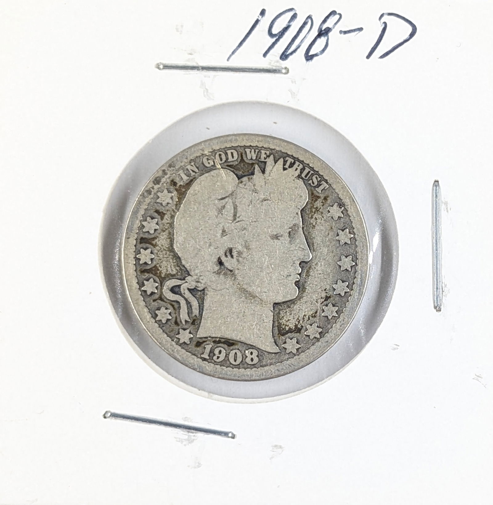 1908-D Silver Barber Quarter: Silver
