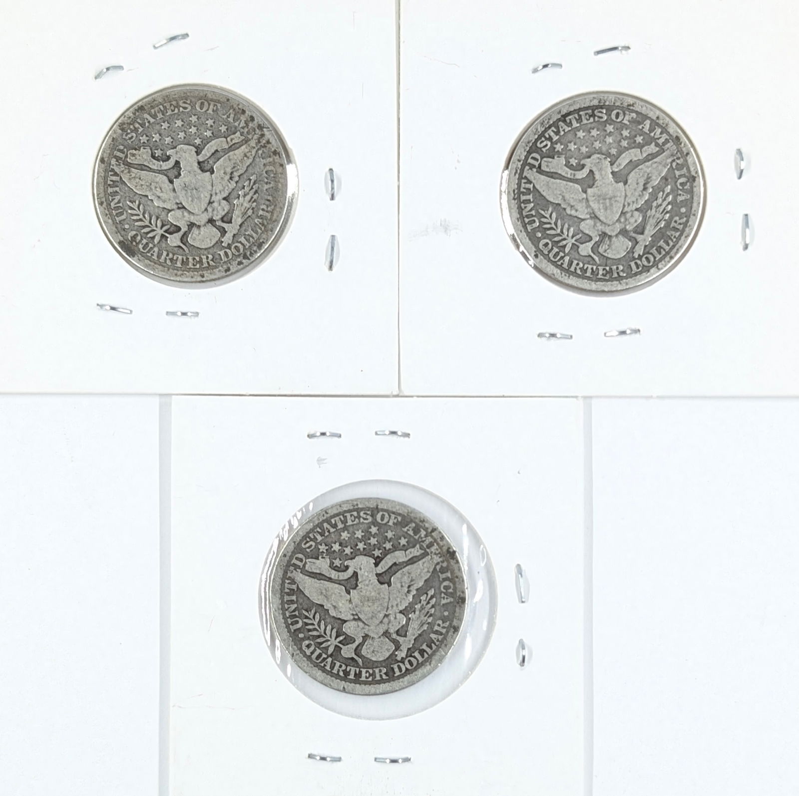 Lot of 3 Silver Barber Quarters - 1897, 1898, 1899 - 2