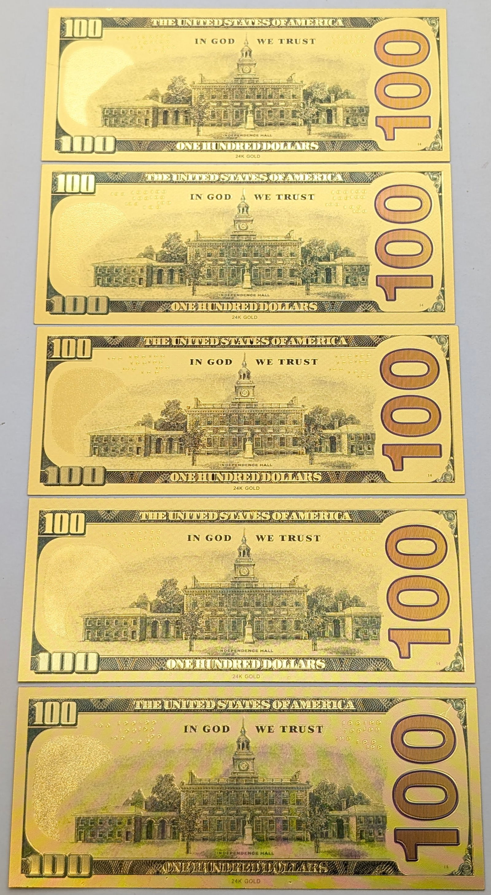 Lot of 5 Star Wars Gold foil $100 design - 2