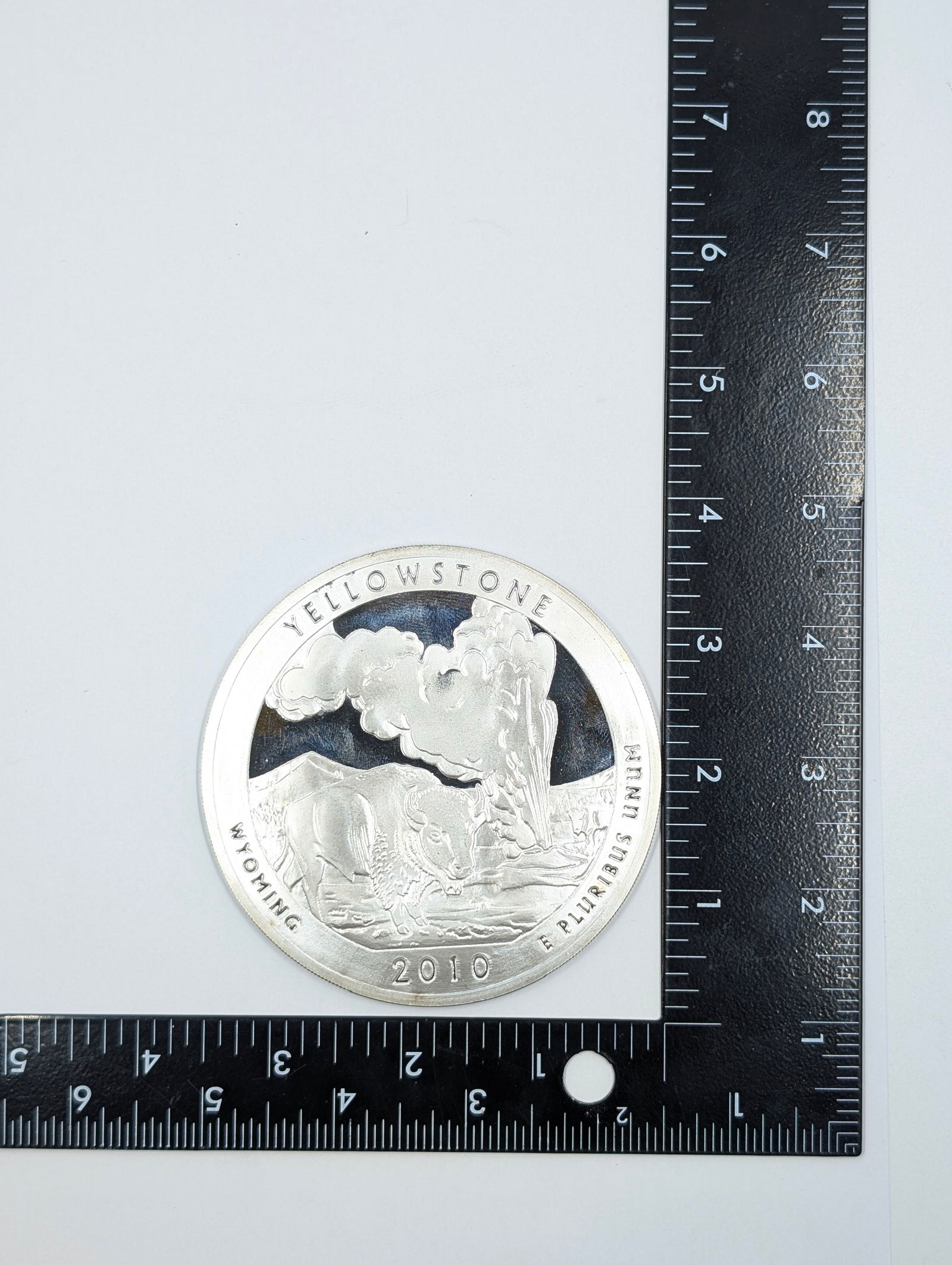 FEATURE Large 4 Troy Ounce .999 Silver Yellowstone Park Quarter Design Commemorative Medal - 3