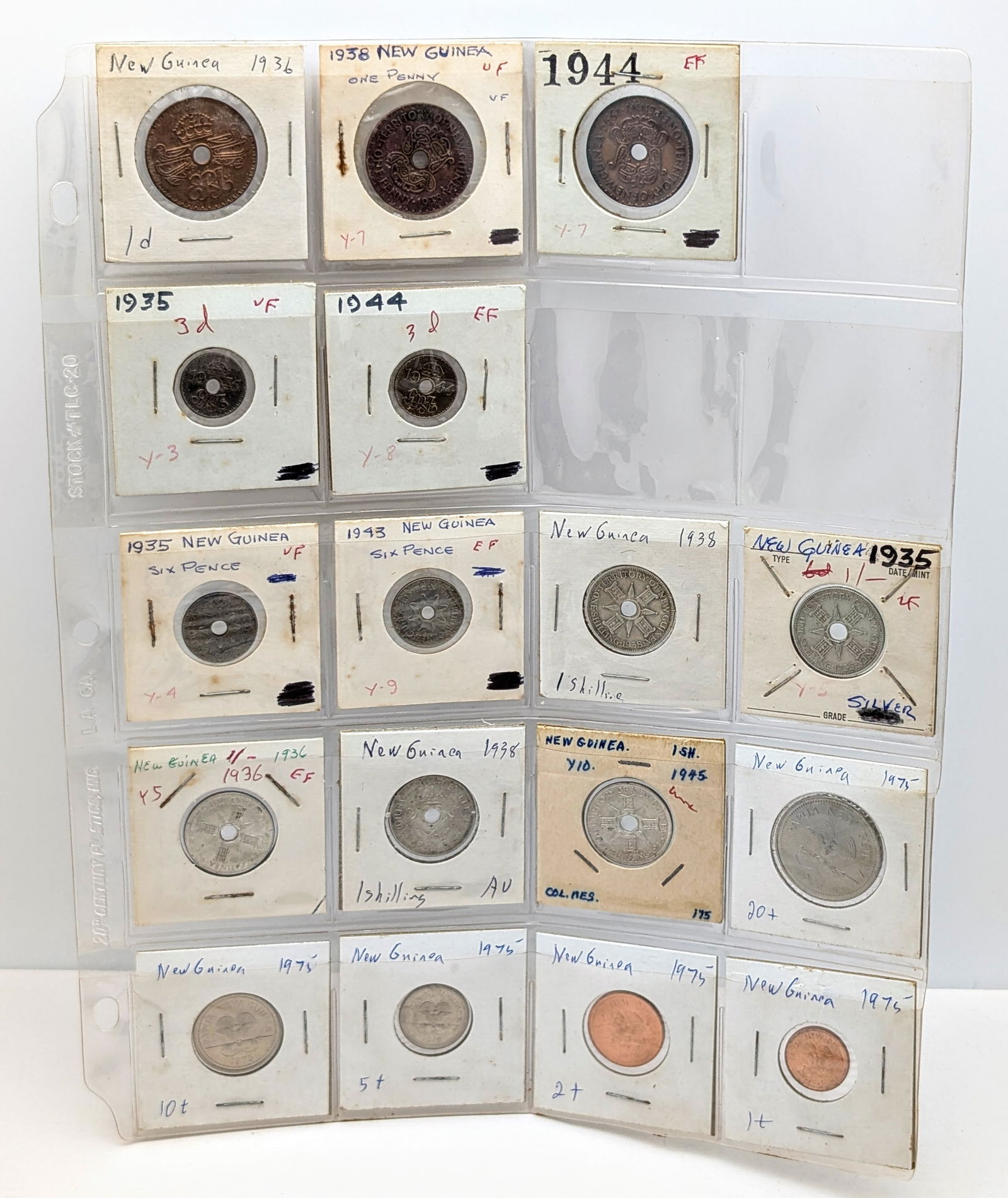 Lot of 17 New Guinea Coins- 1936-1975: _ 