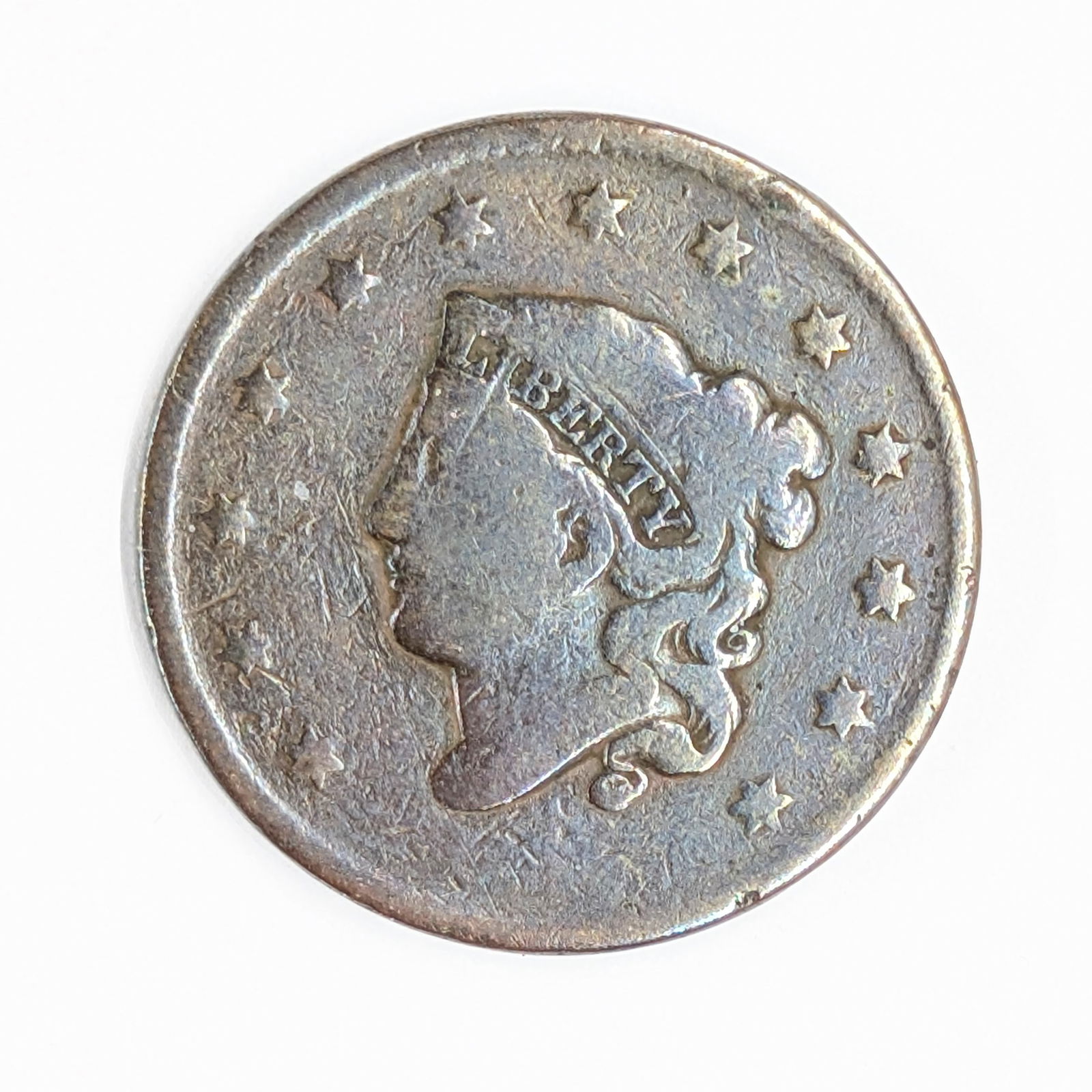 Large Cent- No Date, Toned: _ 
