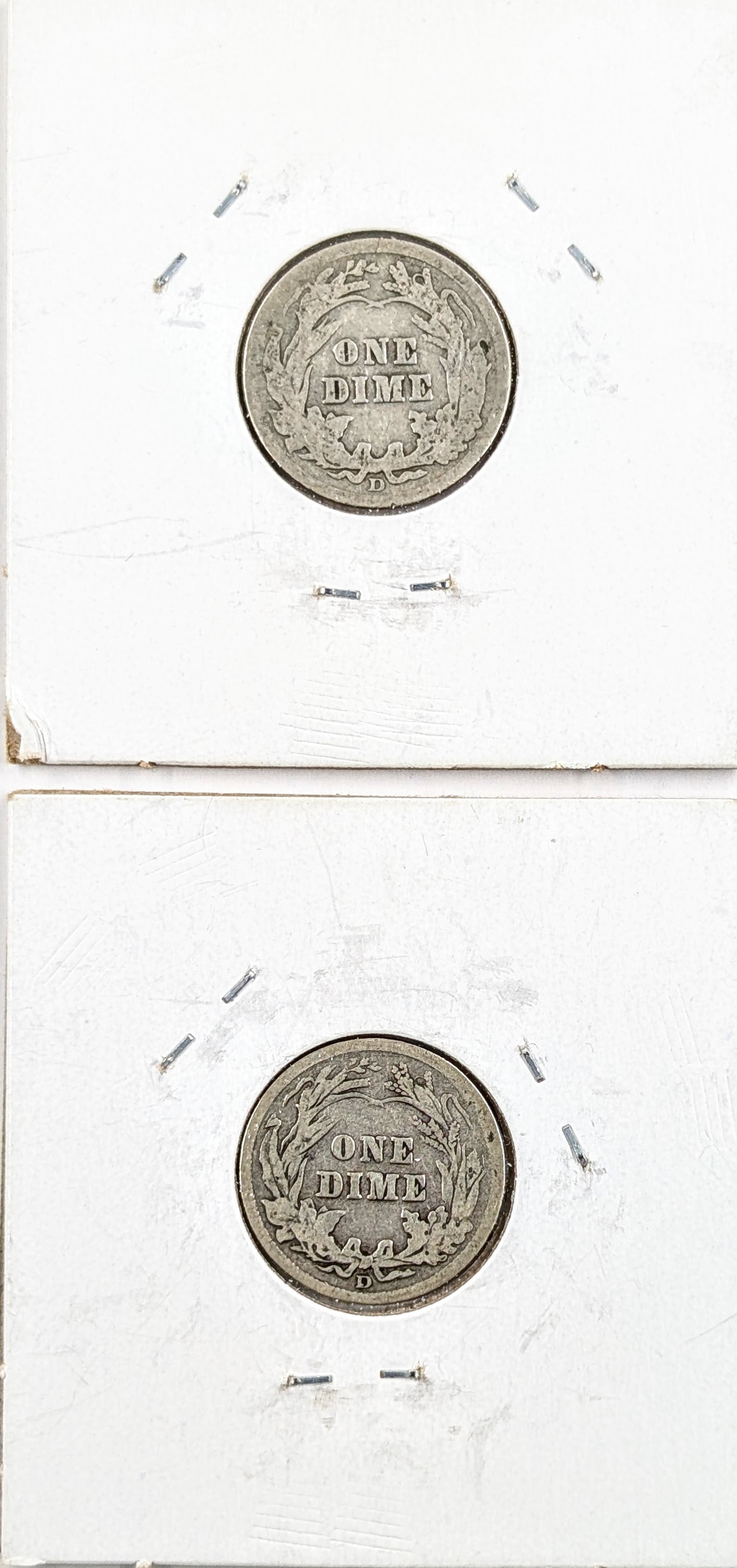 Lot of 2 Silver Barber Dimes- Both 1914-D - 2