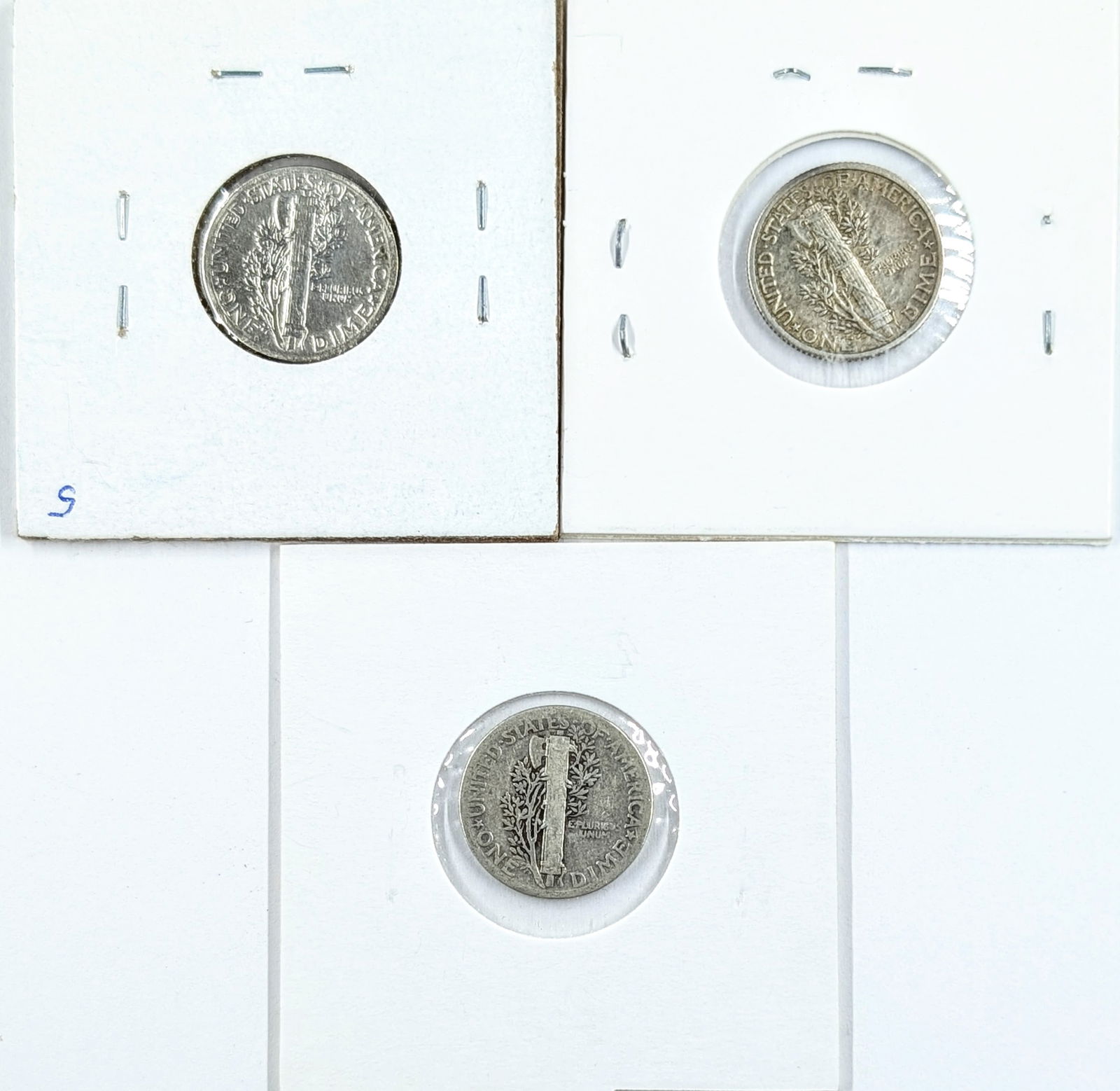 Lot of 3 Silver Mercury Dimes- 1931, 1935, 1936 - 2