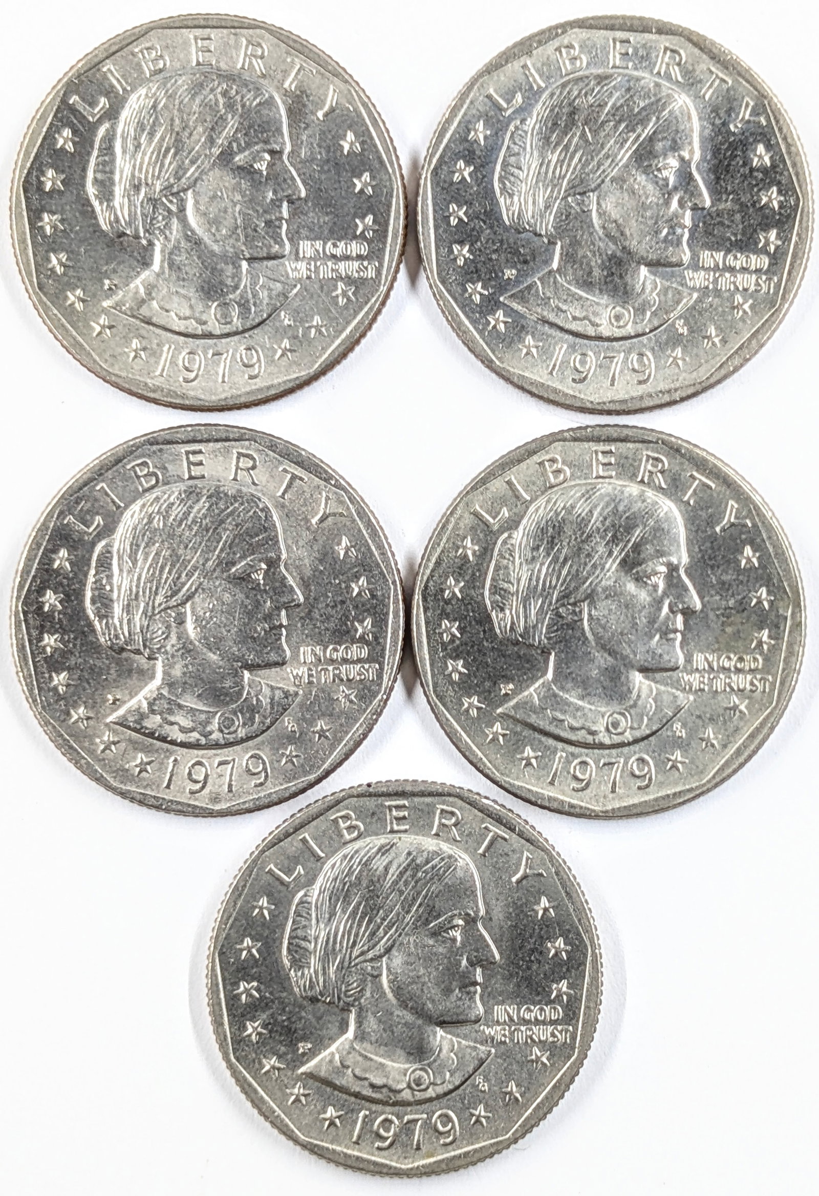 Lot of 5 1979 Susan B. Anthony Dollars- Uncirculated: _ 