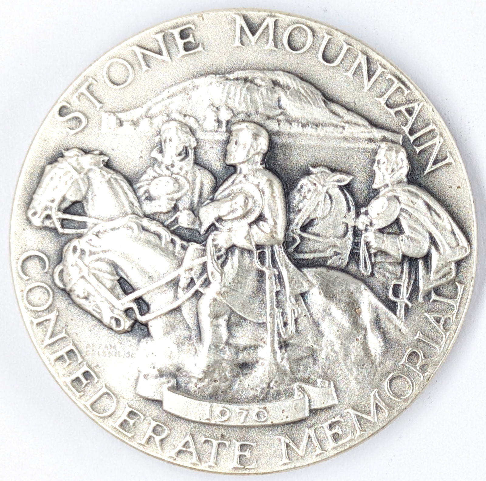 1970 Silver Stone Mountain Confederate Memorial Medal- .999 Pure Silver 1.35 tory oz: _