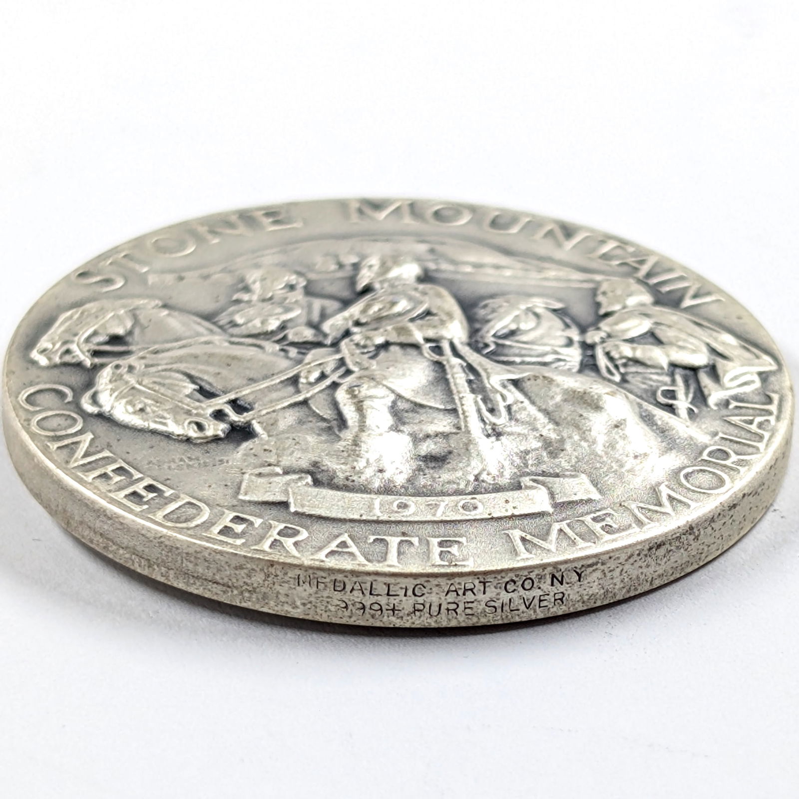 1970 Silver Stone Mountain Confederate Memorial Medal- .999 Pure Silver 1.35 tory oz - 3