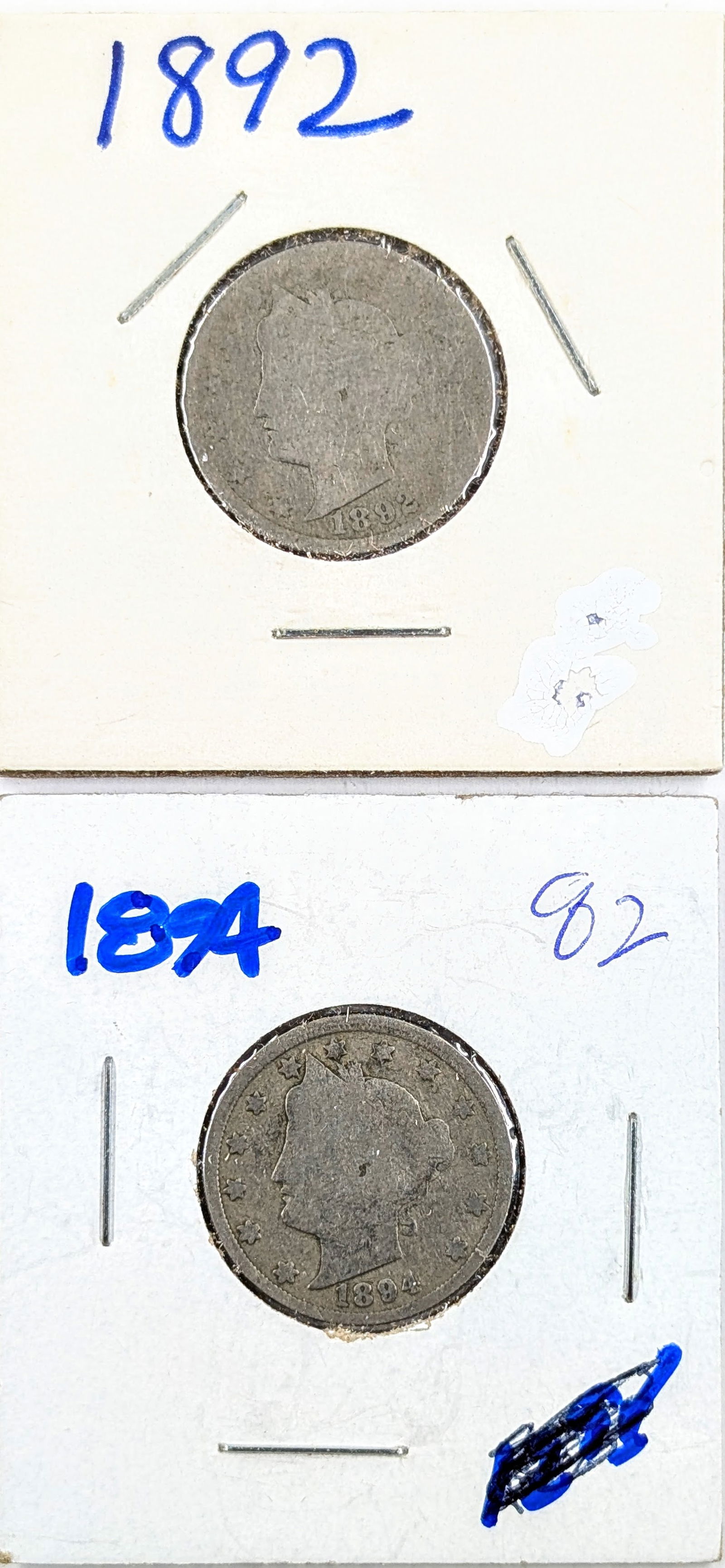 Lot of 2 Liberty V Nickels- 1892, 1894 (1 of 2)