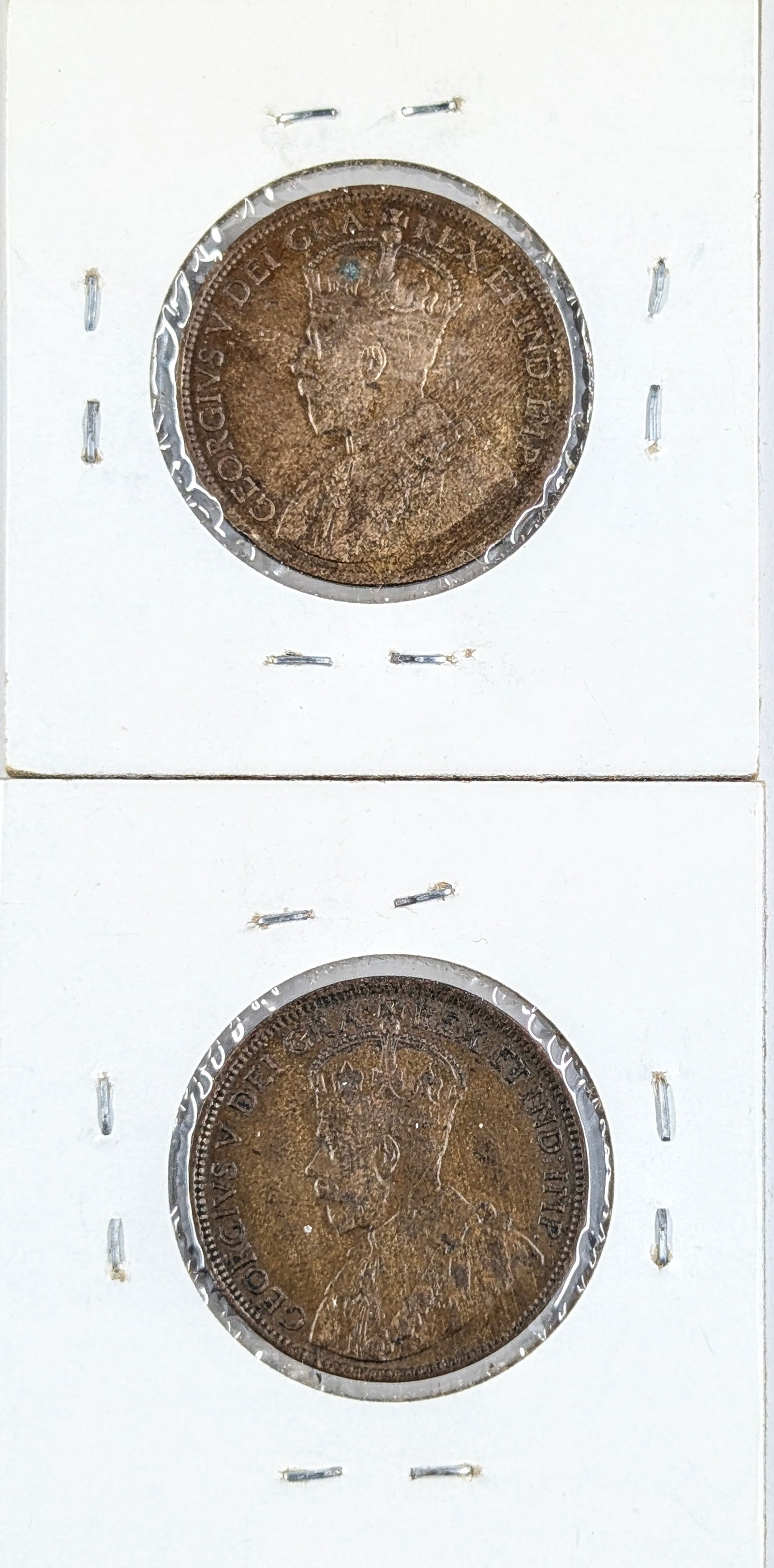 Lot of 2 Canadian One Cent Coins- 1915, 1917 - 2