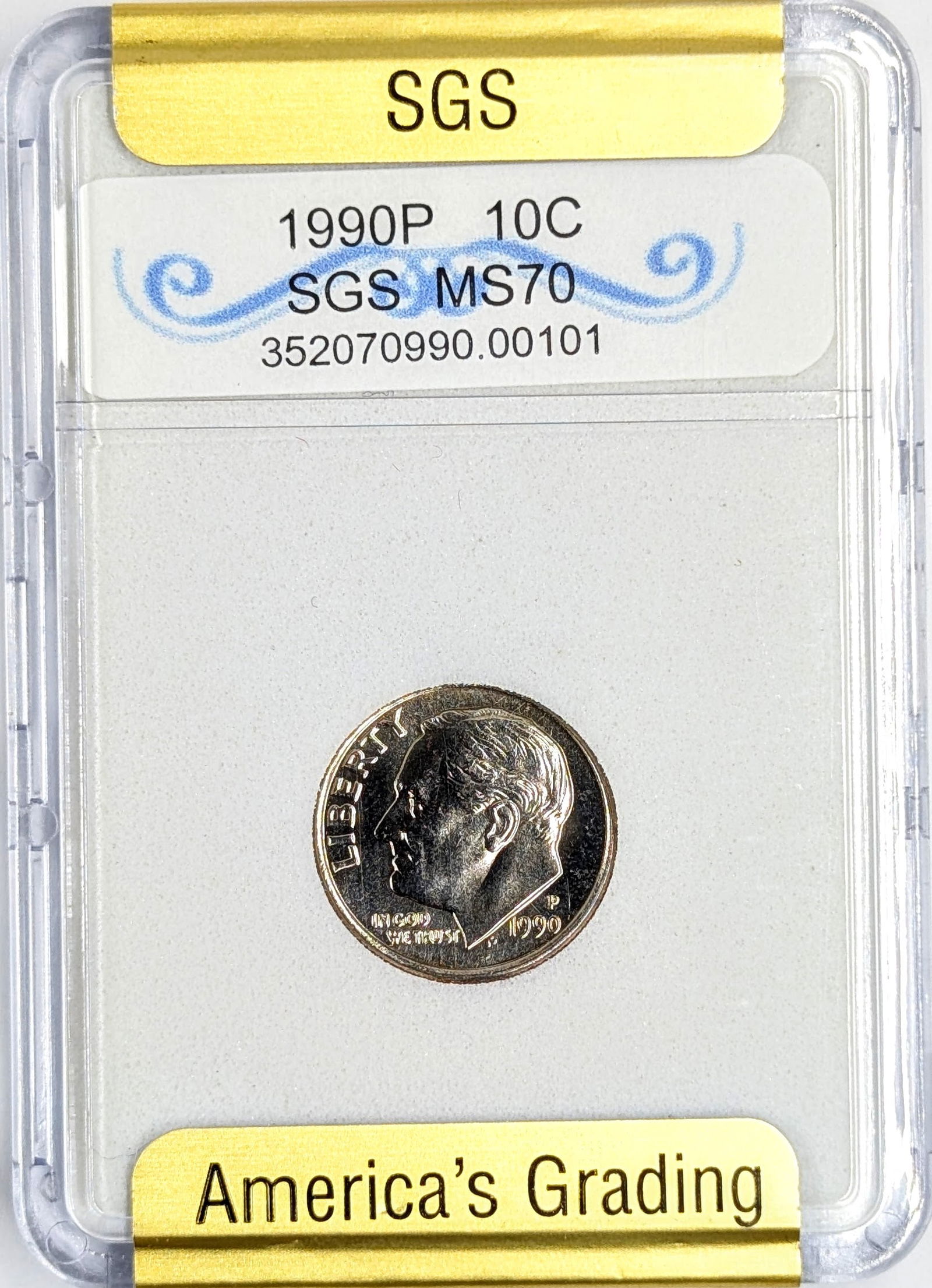 SGS 1990 MS70 Roosevelt Dime: _ 