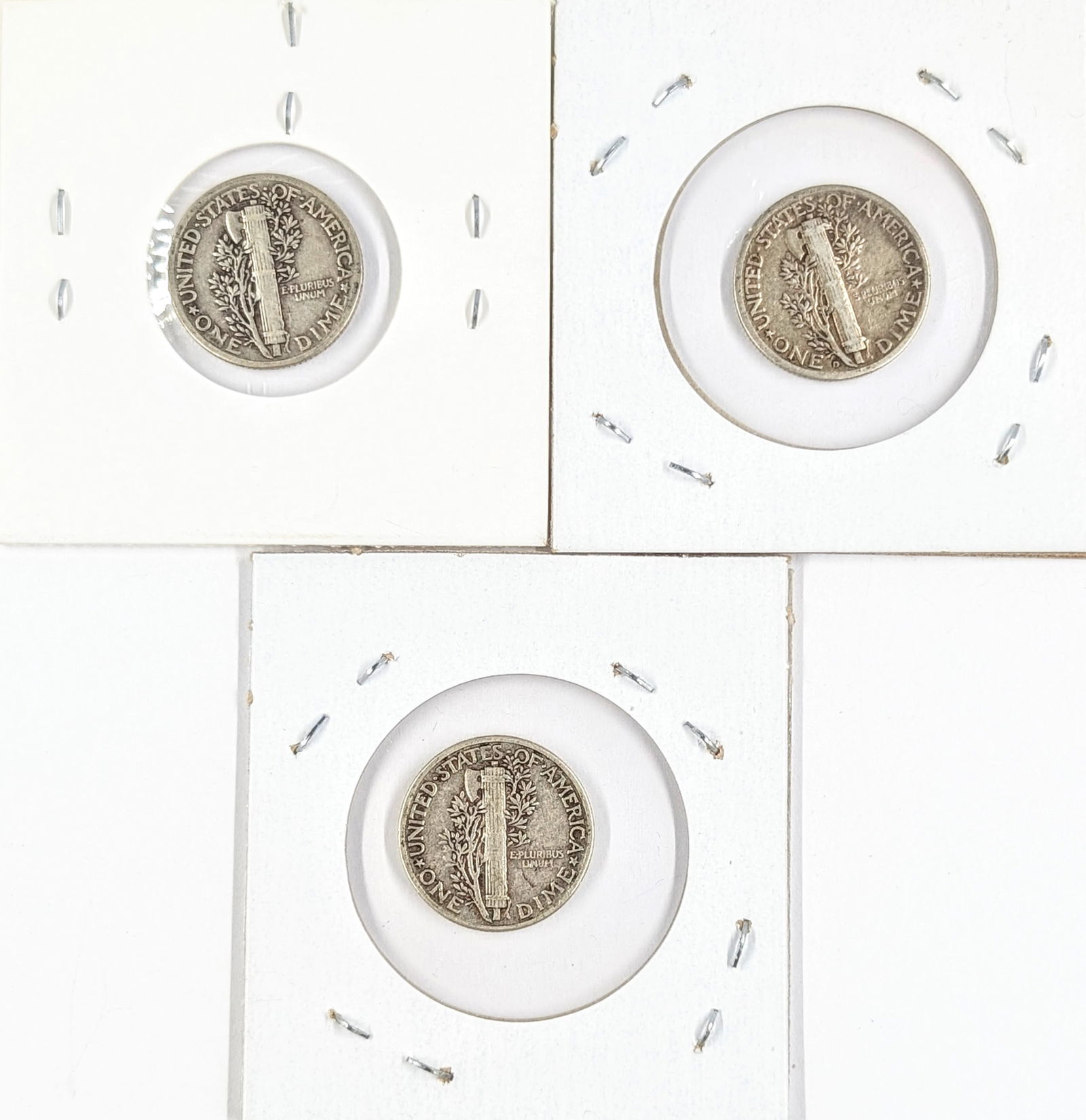 Lot of 3 Silver Mercury Dimes- 1940, 1945 D&P - 2