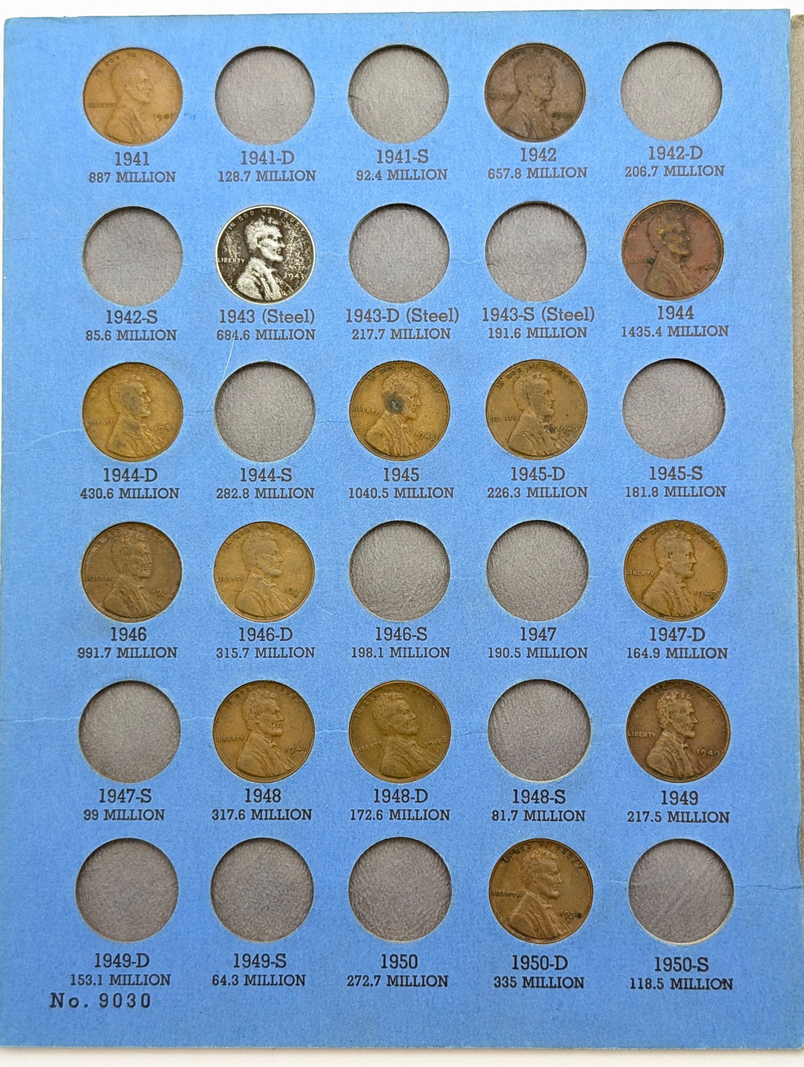 Lincoln Head Cent Coin Starting 1941 Number 2 Book w/ 47 Pennies - 2