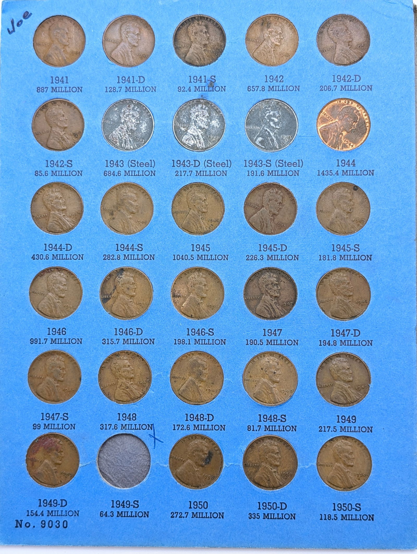 Lincoln Head Cent Coin Starting 1941 Number 2 Book w/ 82 Pennies - 2