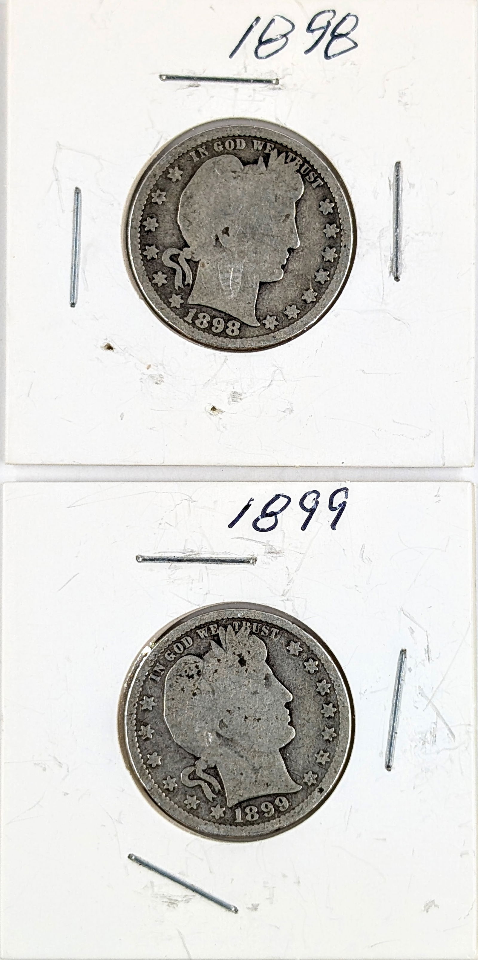 Lot of 2 Silver Barber Quarters- 1898, 1899 (1 of 2)