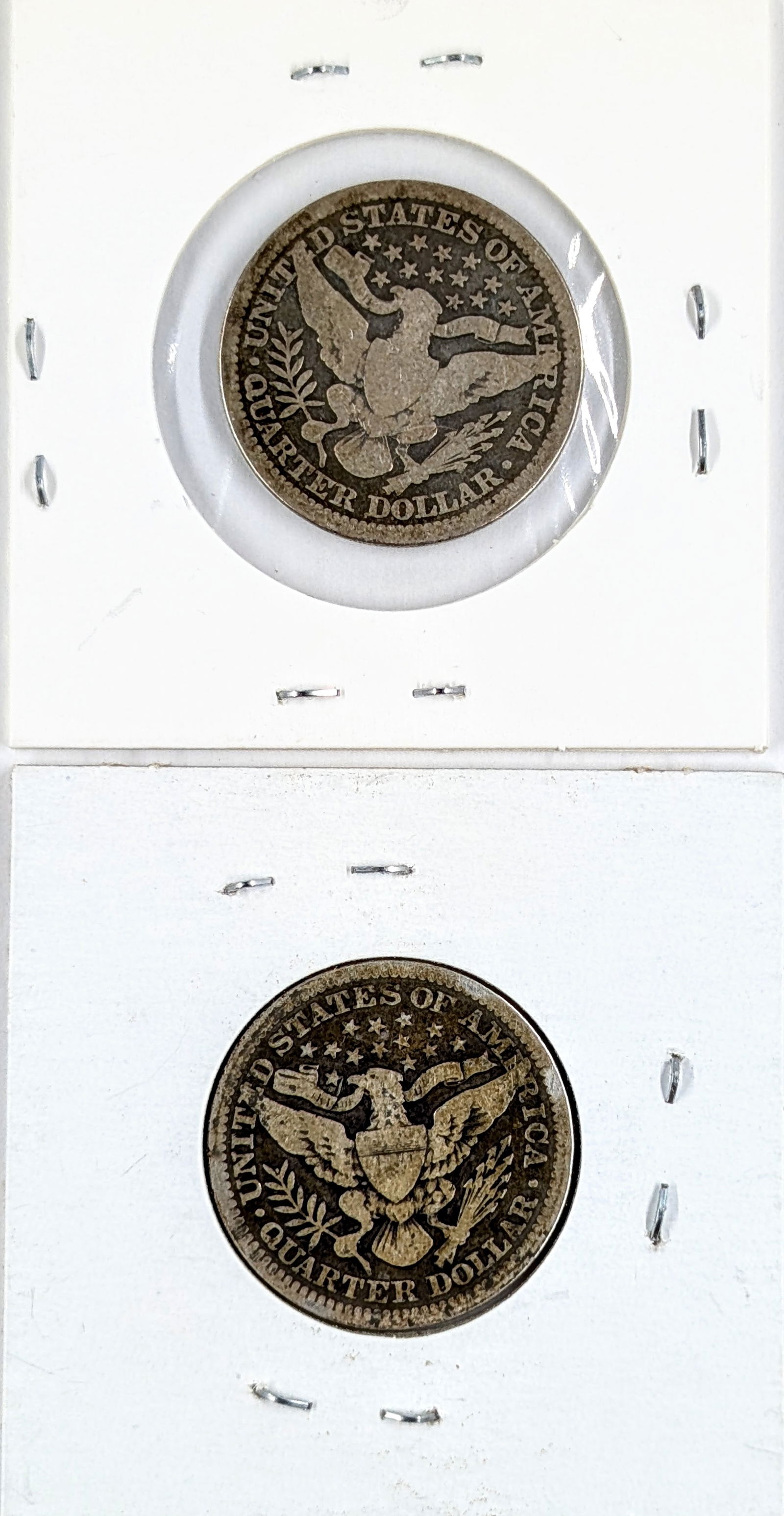 Lot of 2 Silver Barber Quarters- 1911, 1912 - 2