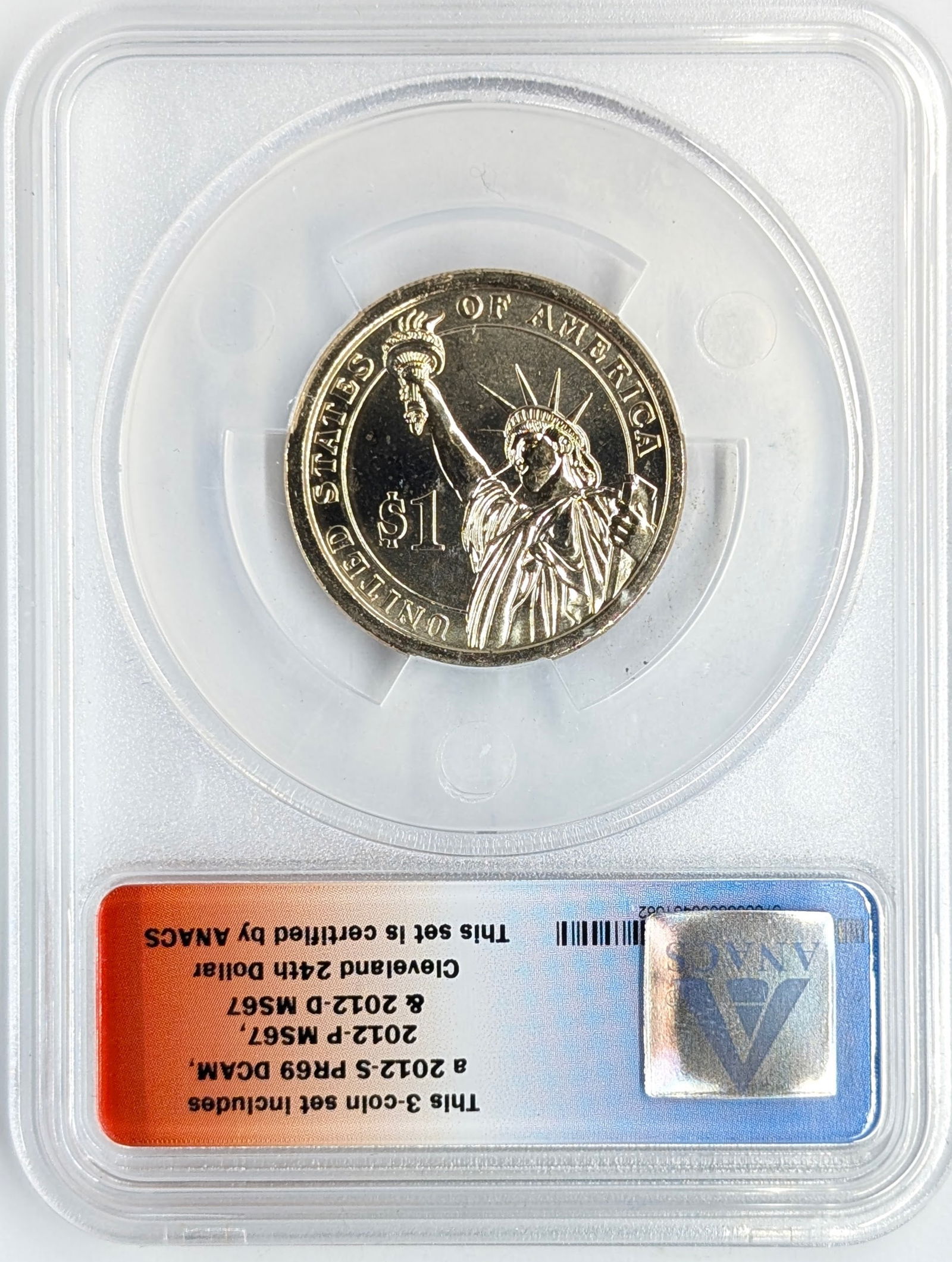 ANACS 2012 PR69 Cleveland One Dollar Coin- 3 Coin 1st Day of Issue Set - 2