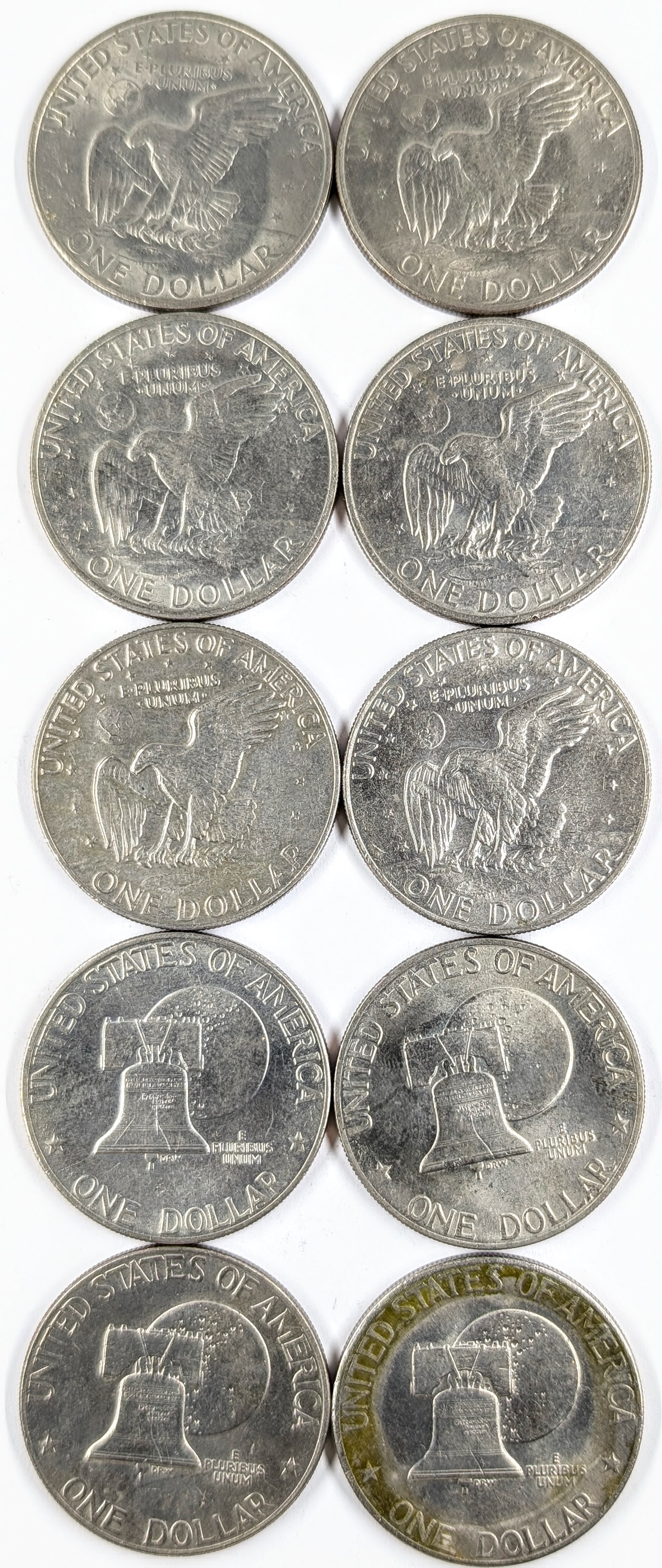 Lot of 10 Eisenhower "Ike" Dollars- 1971-2976 - 2