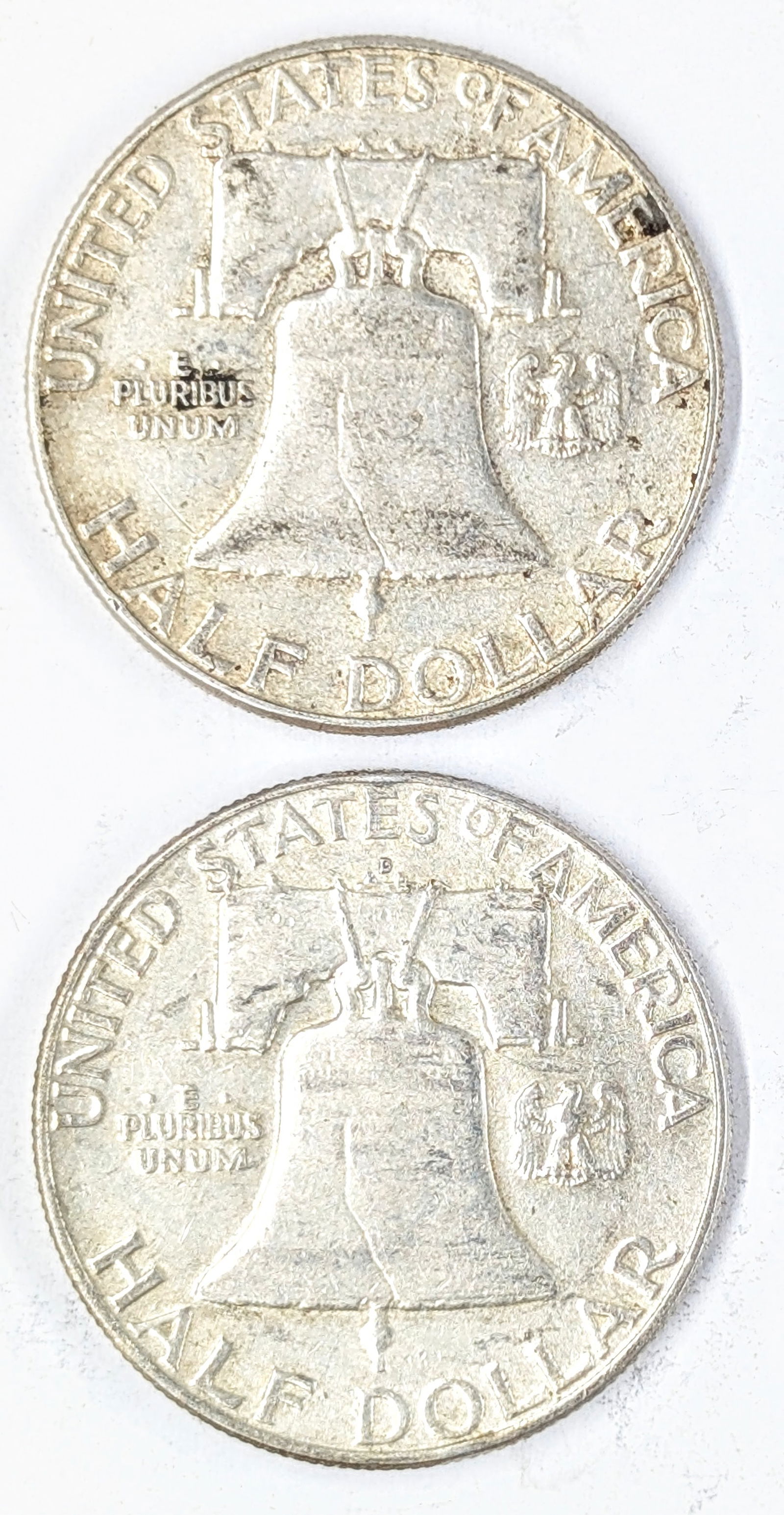 Lot of 2 Silver Franklin Half Dollars- 1960 P&D - 2