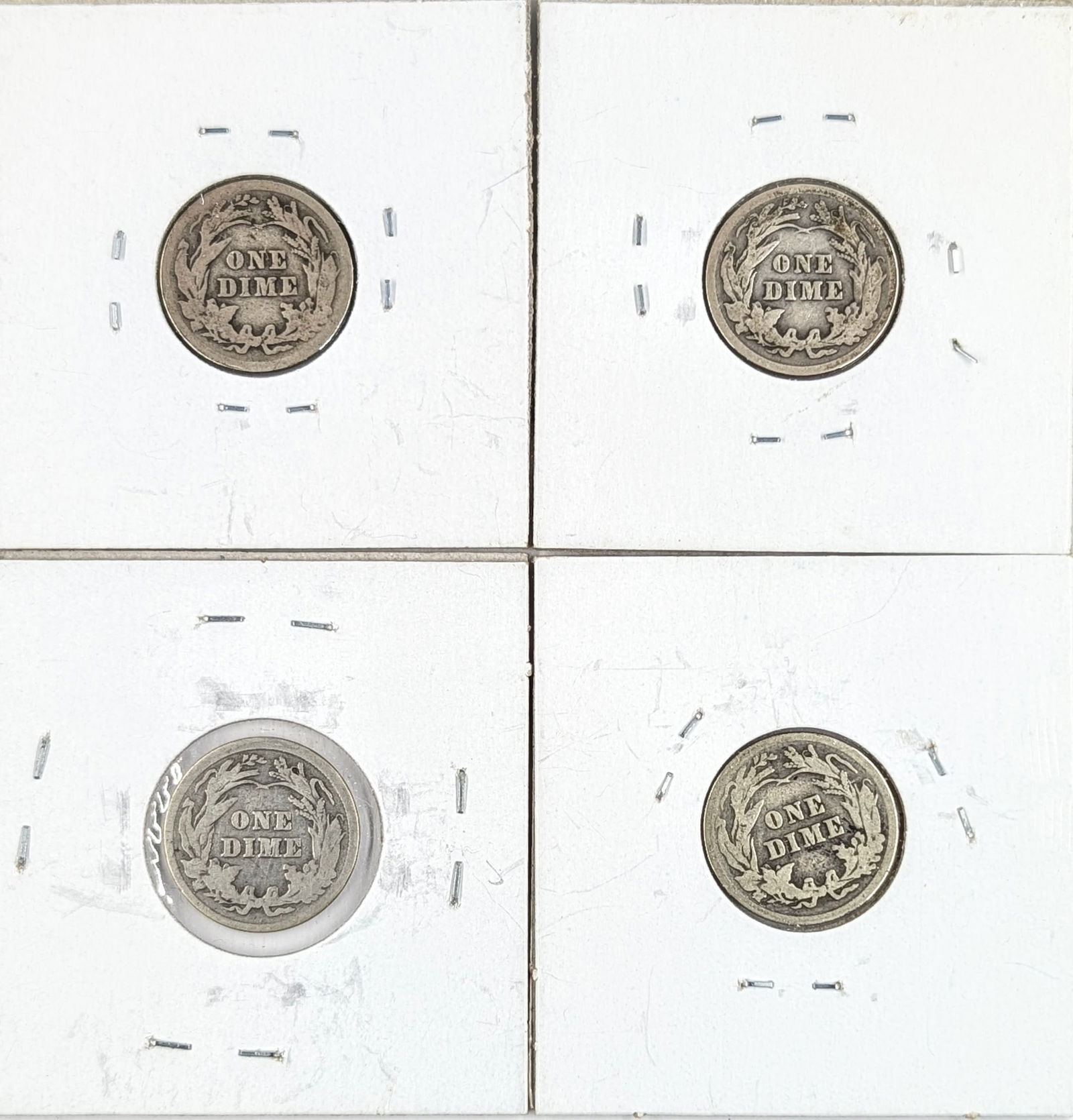 Lot of 4 Silver Barber Dimes- 1914-1916 - 2