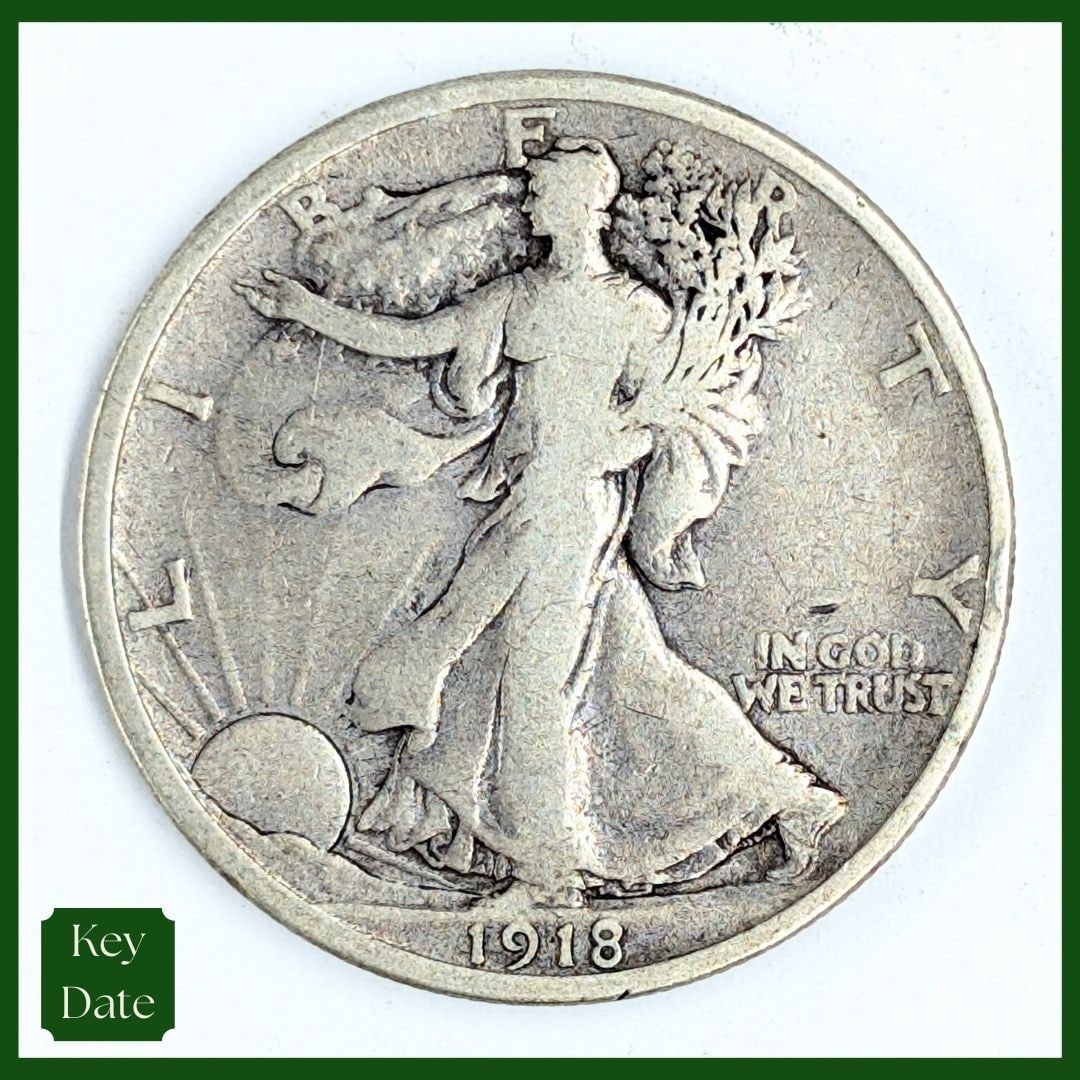 1918 Silver Walking Liberty Half Dollar - KEY DATE (1 of 3)
