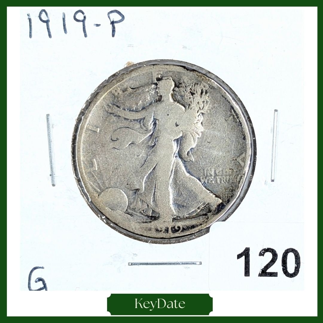 1919 Silver Walking Liberty Half Dollar - KEY DATE (1 of 3)