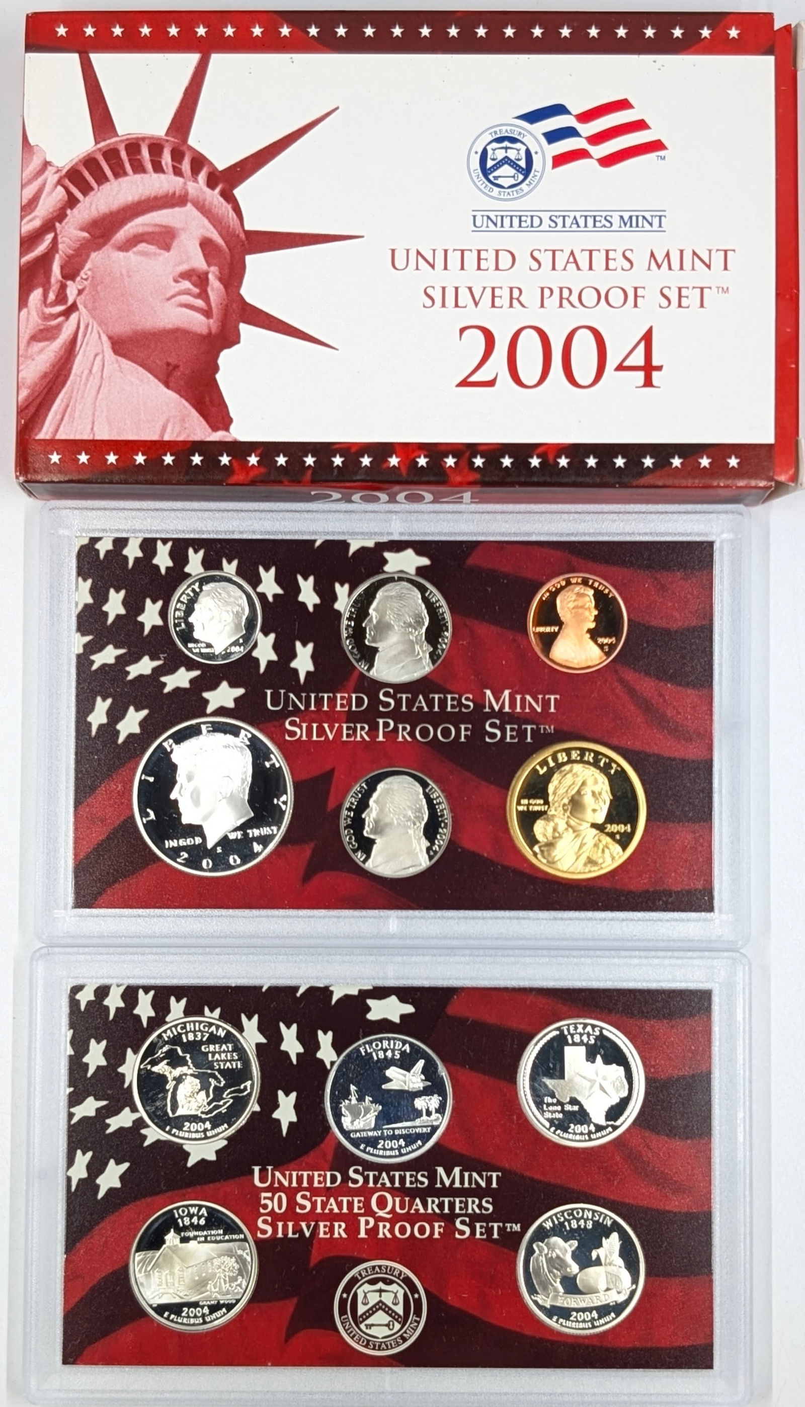 2004 Silver US Mint Proof Set w/ Silver Half, Quarter & Dime w/ COA (1 of 3)