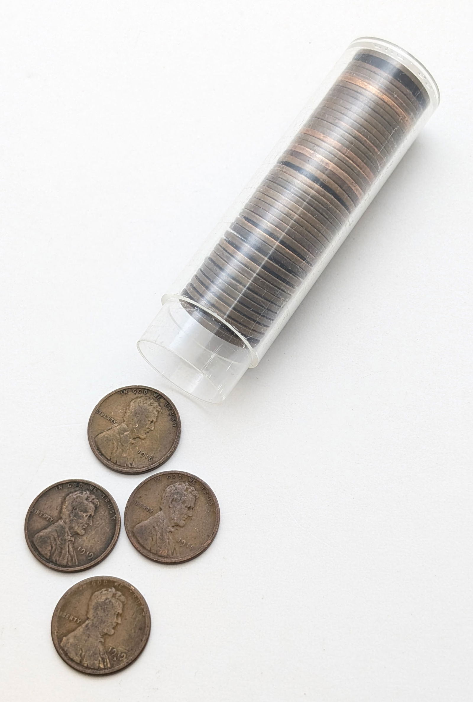 Tube of 50 Wheat Cents - 1910s-1920s: Coin 