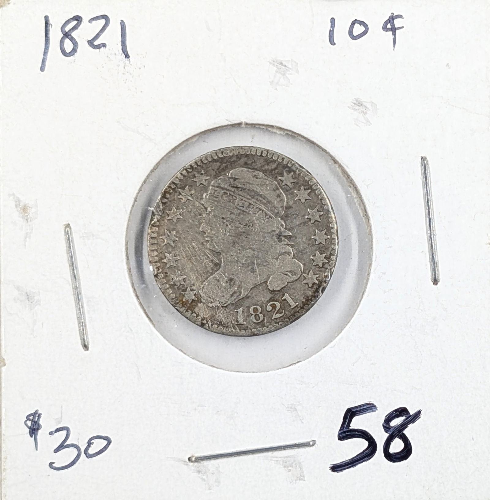 1821 Silver Capped Bust Dime - Good Condition (1 of 2)