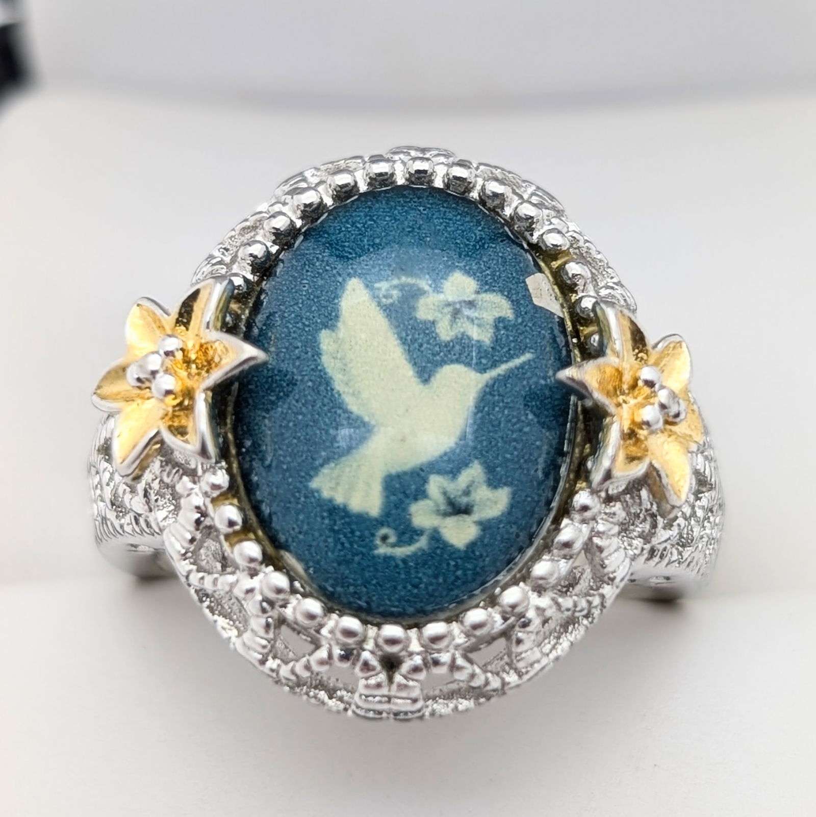 Sterling Silver Hummingbird Ladies Ring: Size: 9 
