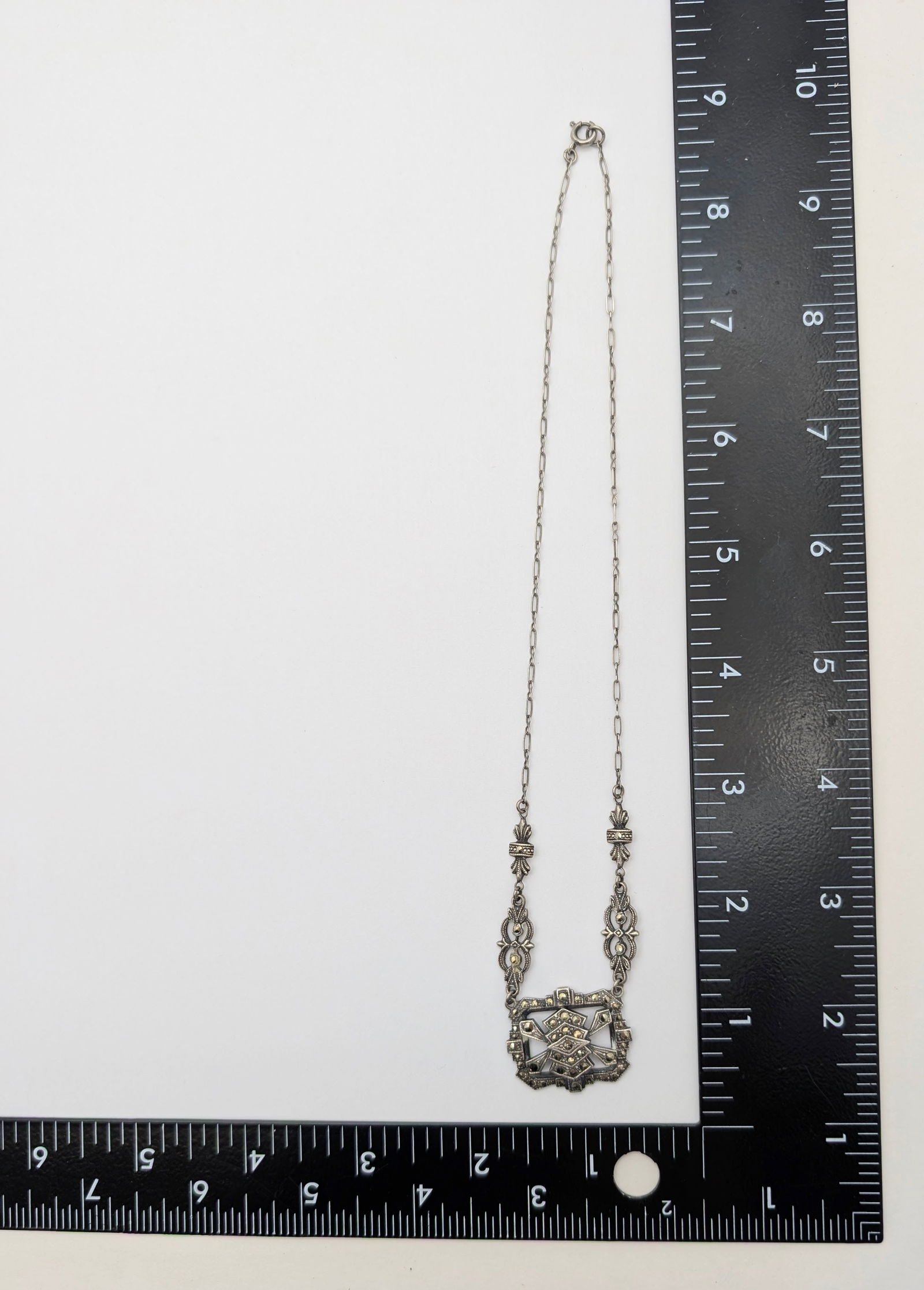 Vintage Sterling Silver Art Deco Ladies Necklace - 6