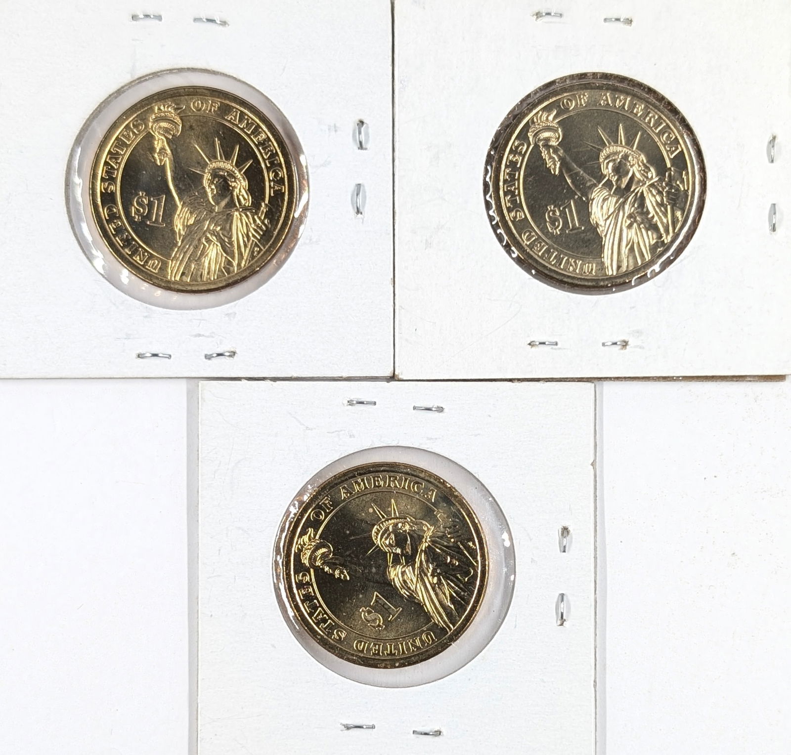 Lot of 3 Presidential Dollars - Washington, Adams, Lincoln - 2