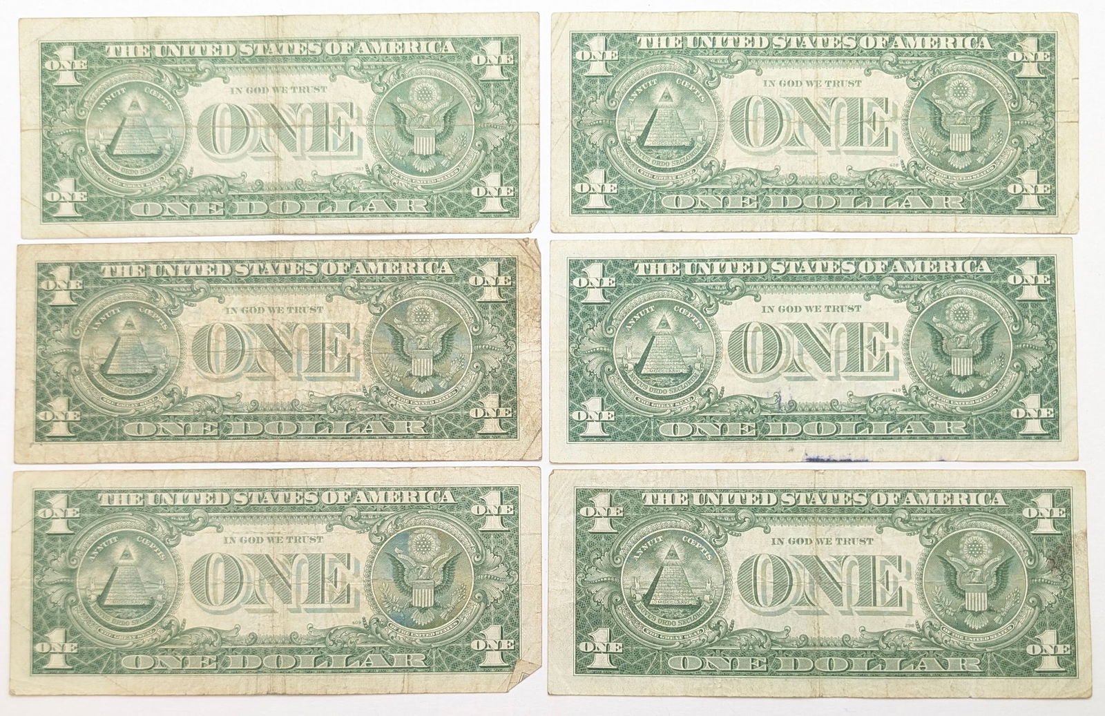 Lot of 6 - 1957/1957 A/B $1 Notes - Silver Certificates - 2