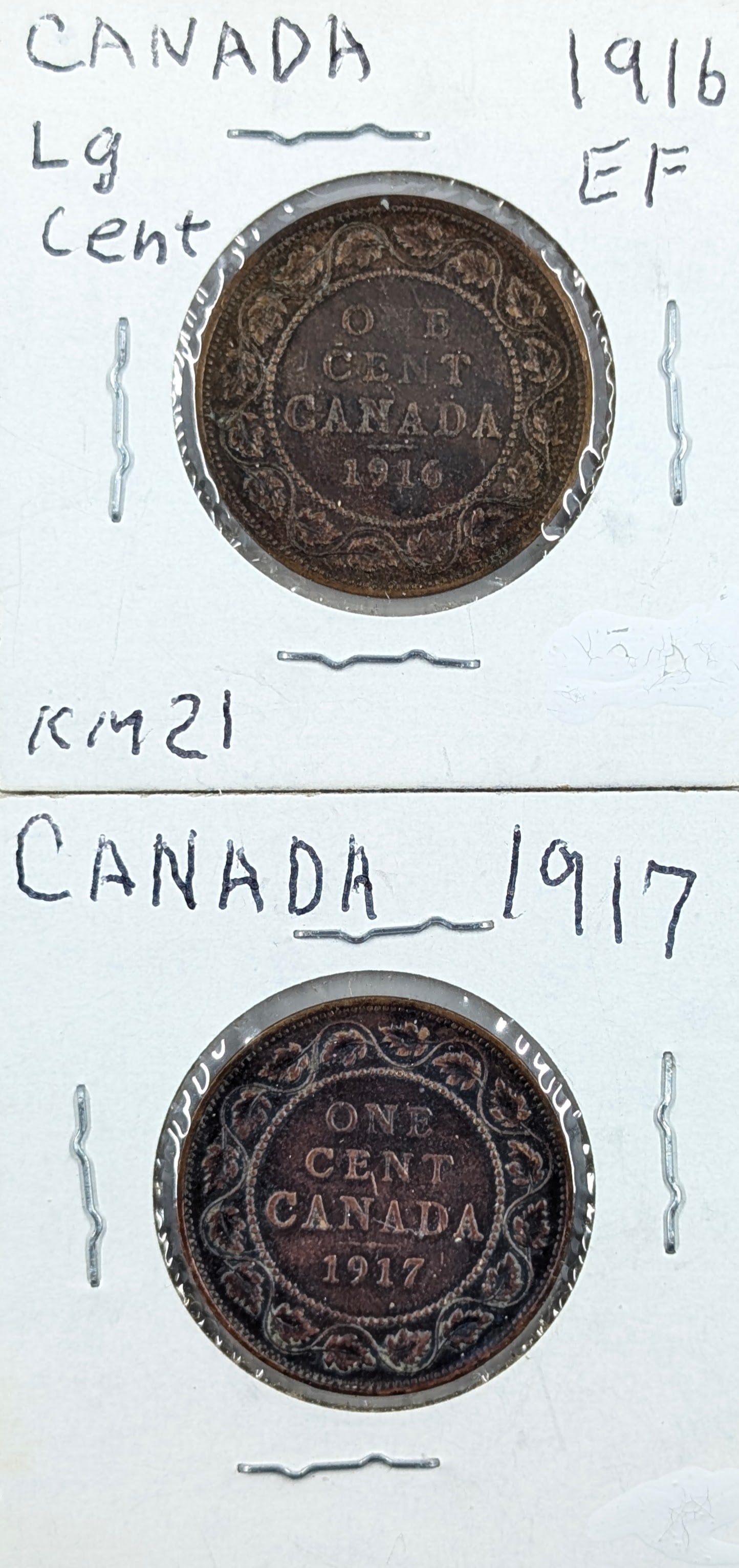 Lot of 2 Canadian Cents - 1916, 1917 (1 of 2)
