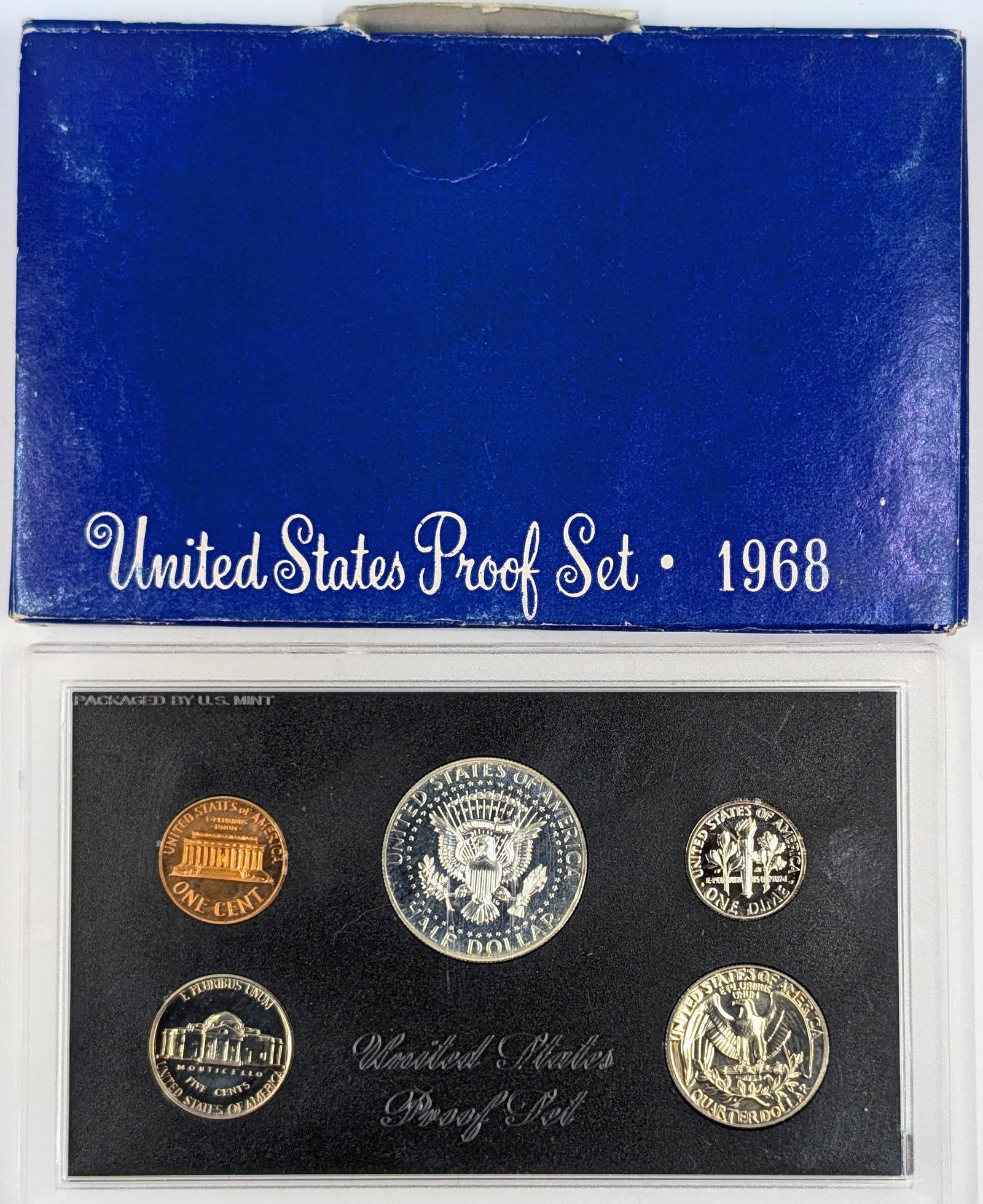 1968 US Mint Proof Set w/ Silver JFK Half - 2