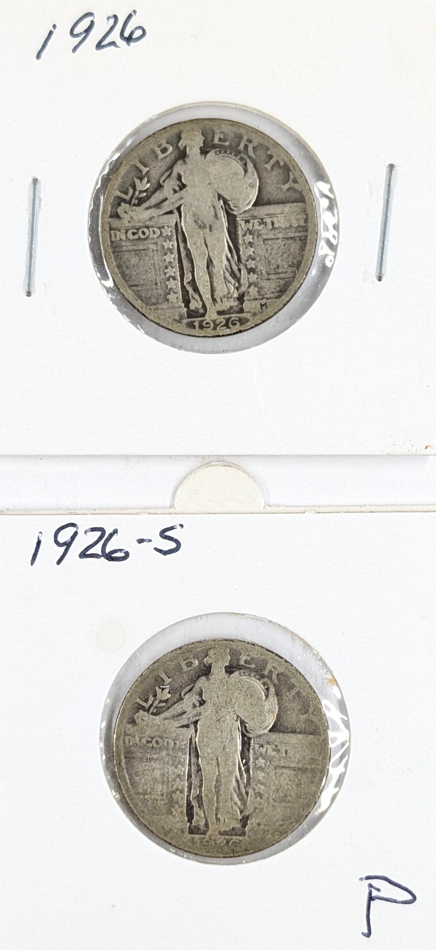Lot of 2 Silver Standing Liberty Quarters - 1926 P/S (1 of 2)