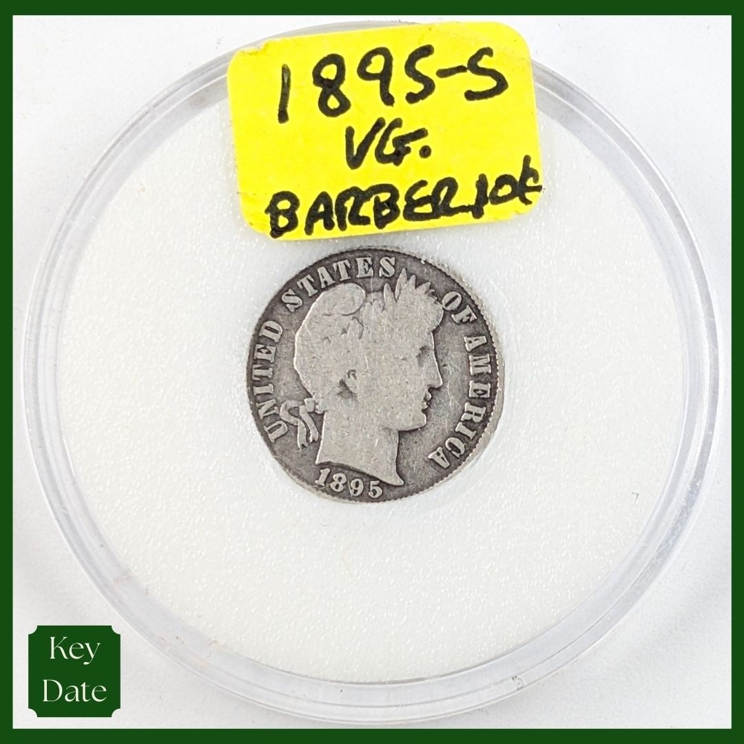1895-S Silver Barber Dime - KEY DATE (1 of 3)