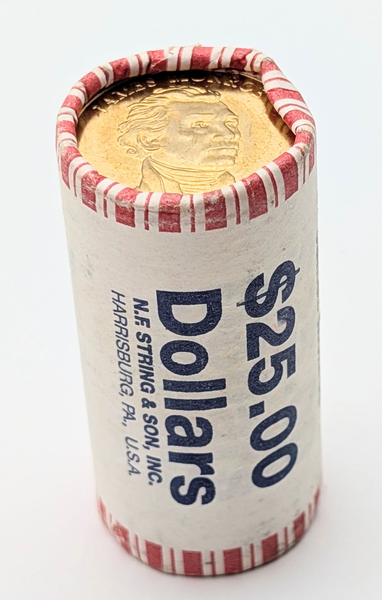 Original Bank Roll of 25 Monroe Presidential Dollars: Coin 