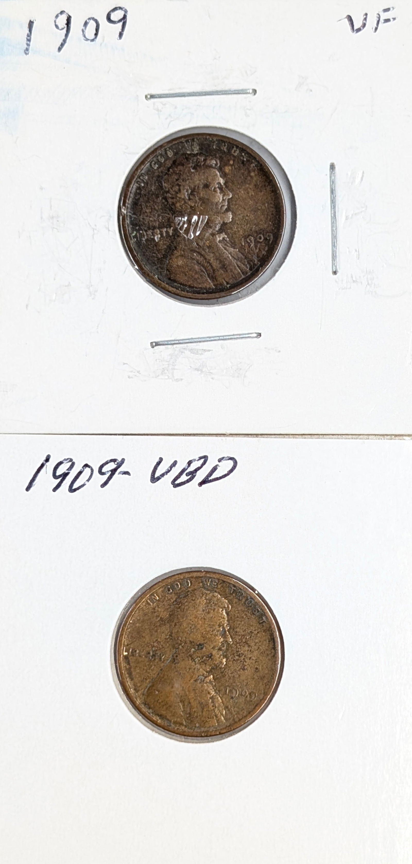 Lot of 2 Wheat Cents - 1909, 1909 VDB: Coin