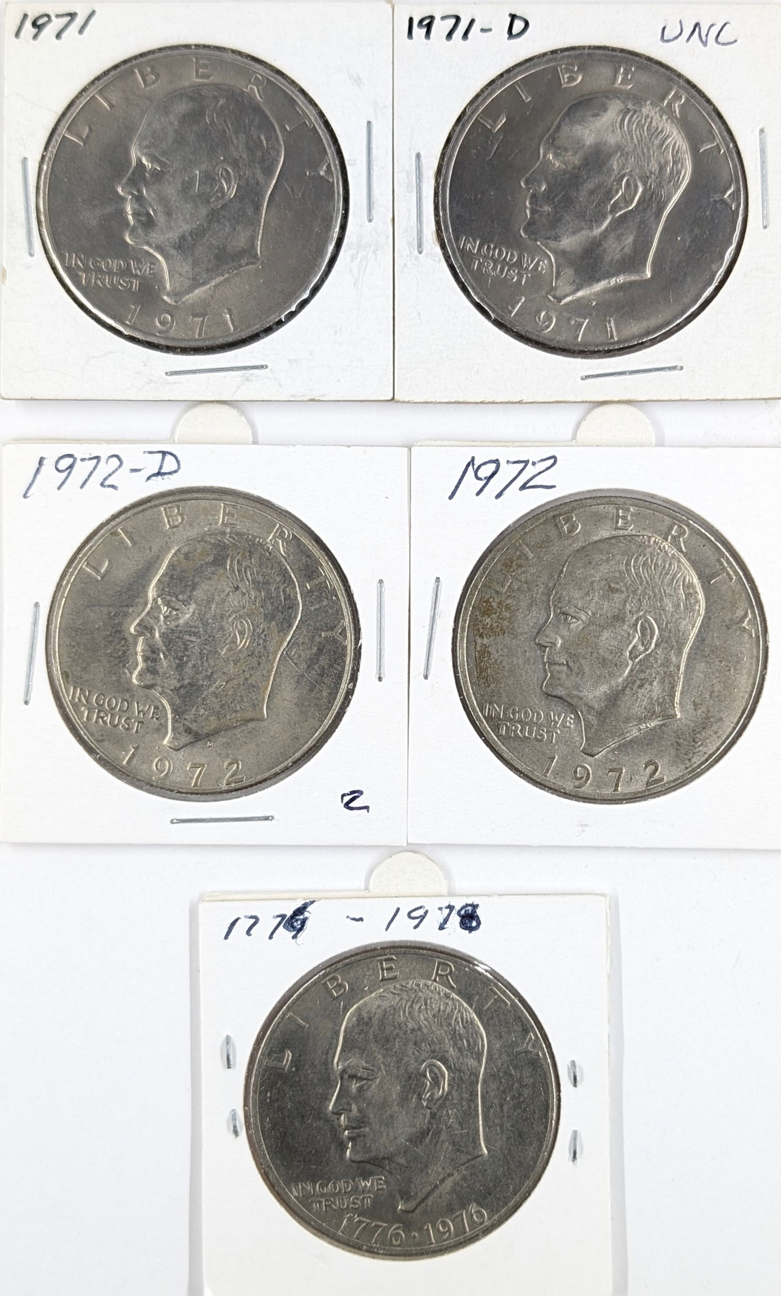 Lot of 5 Eisenhower "Ike" Dollars - 1971-1976 (1 of 2)