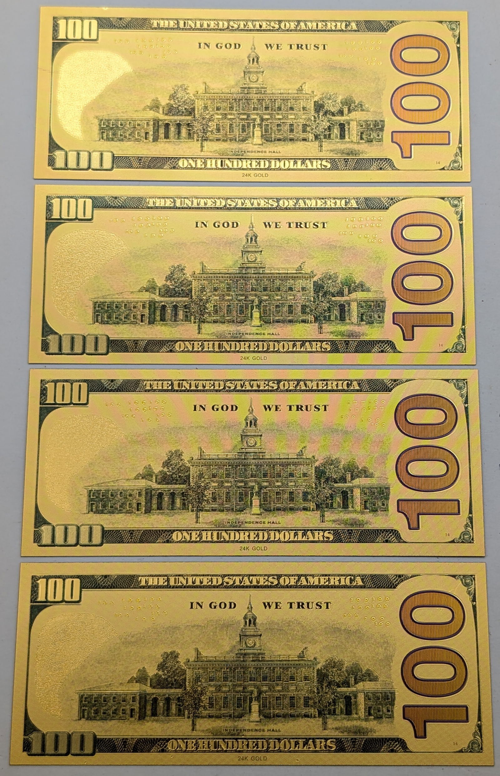 Lot of 4 Star Wars Gold foil $100 design - 2