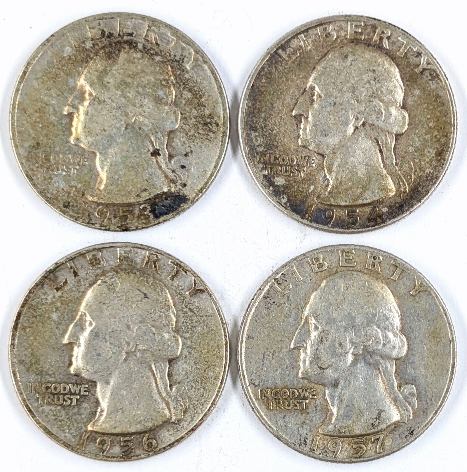 Lot of 2 Silver Washington Quarters - 1953-1957 (1 of 2)