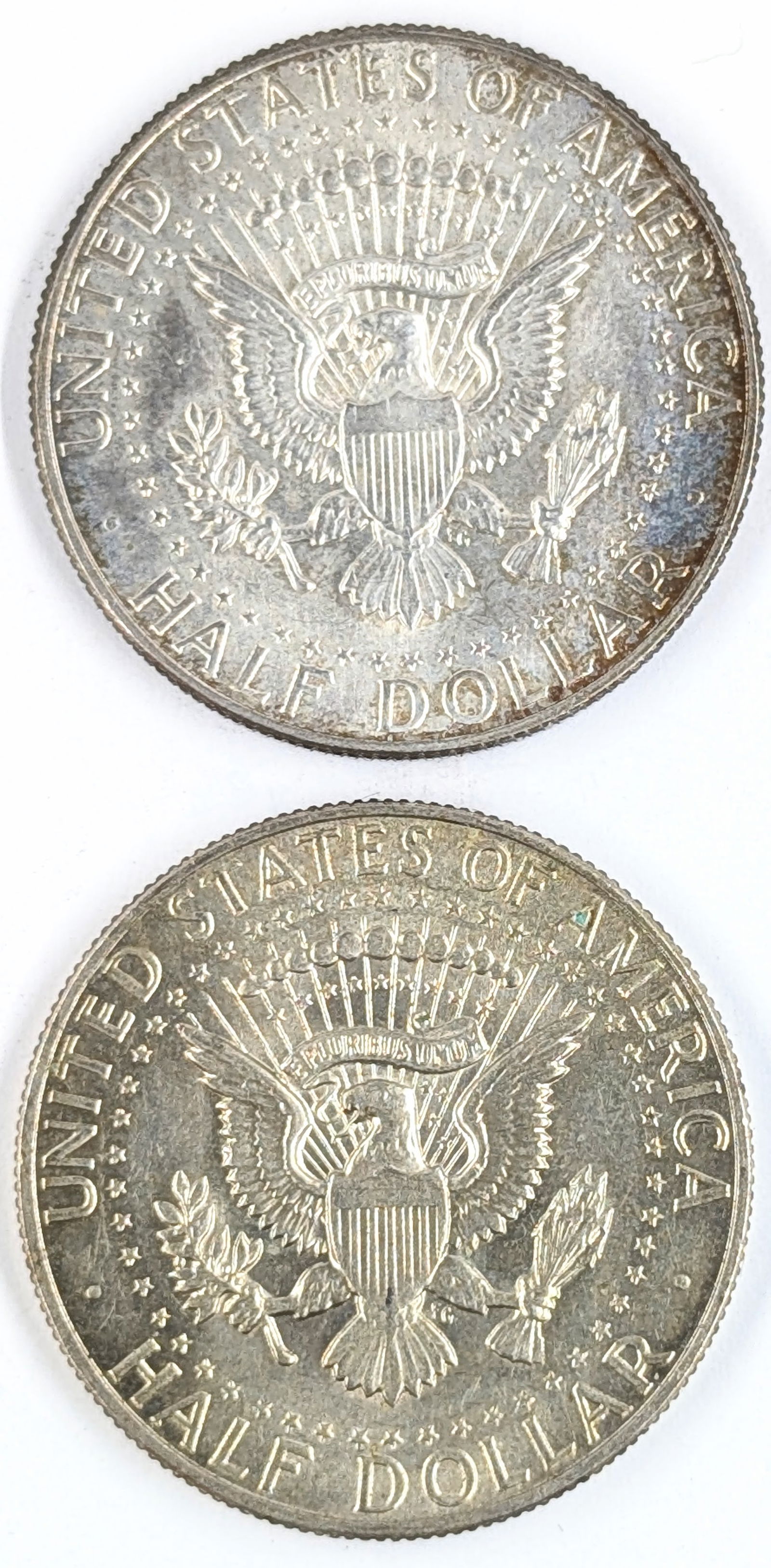 Lot of 2 Silver John F Kennedy Half Dollars - 1967, 1968-D - 2