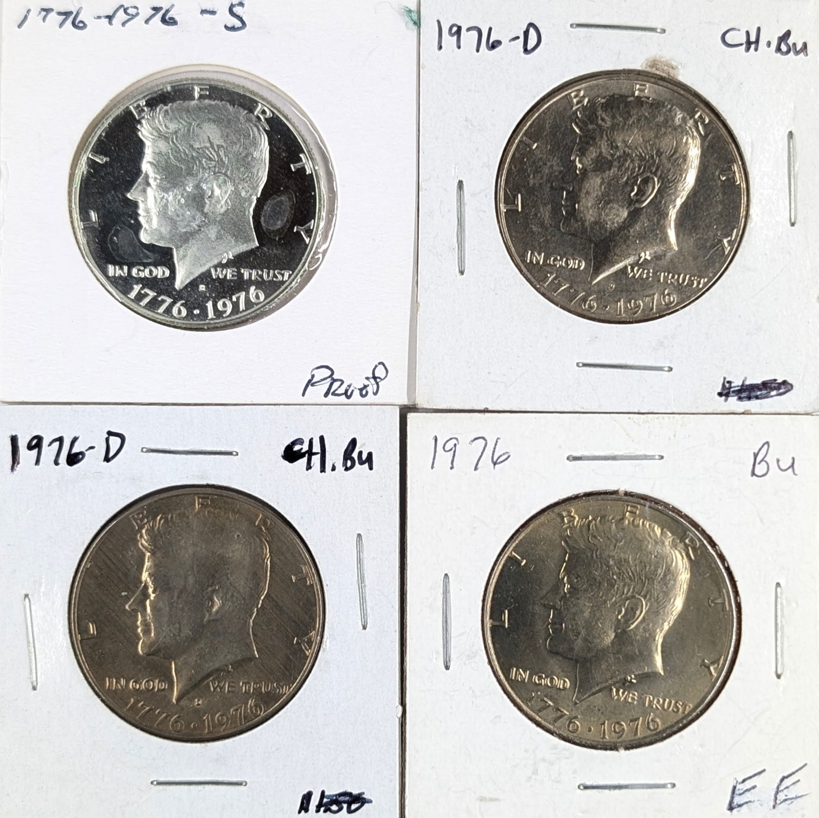 Lot of 4 John F Kennedy Half Dollars - All 1976 (1 of 2)