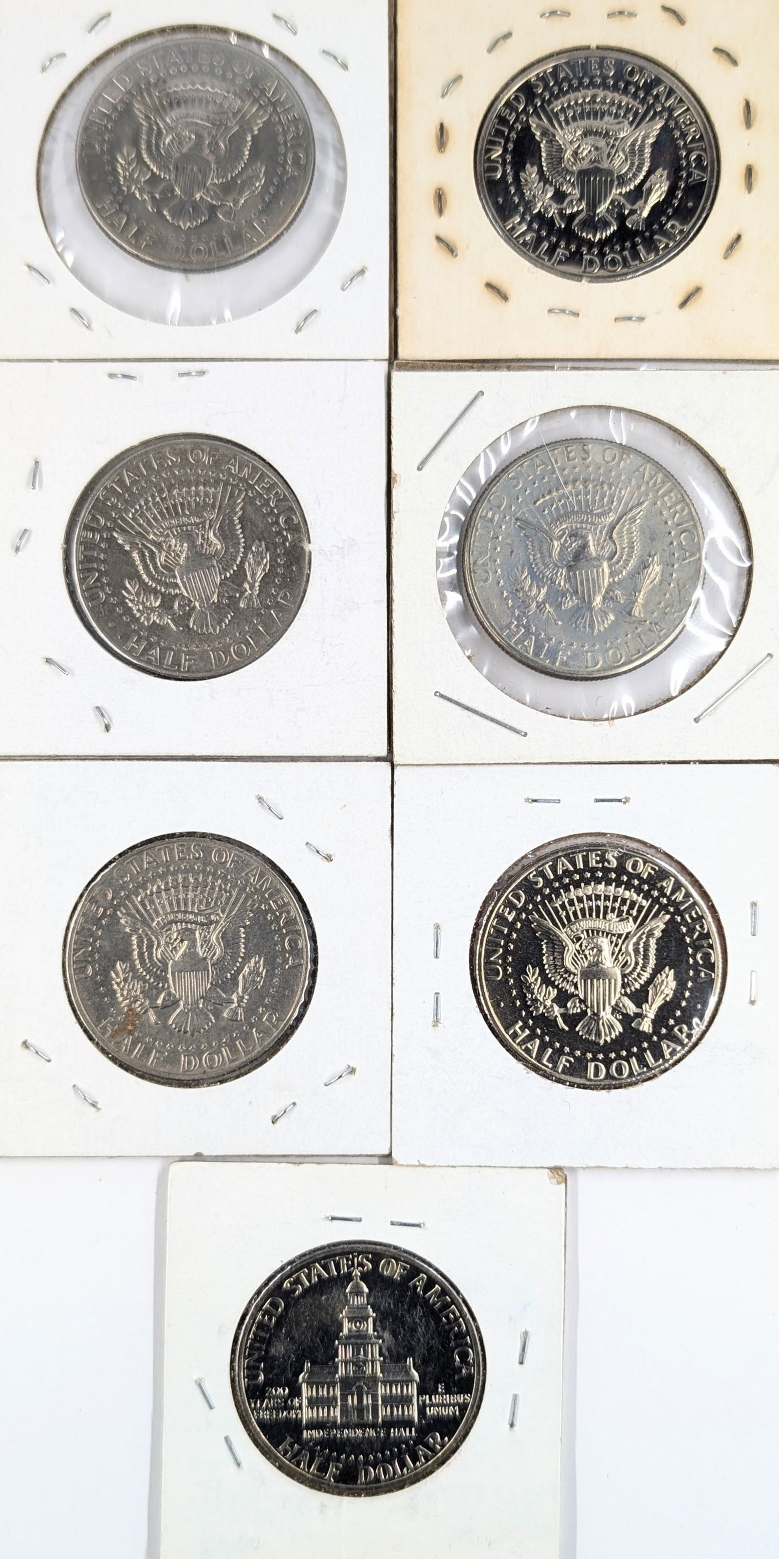 Lot of 7 John F Kennedy Half Dollars - 1971-1976 - Some Proofs - 2