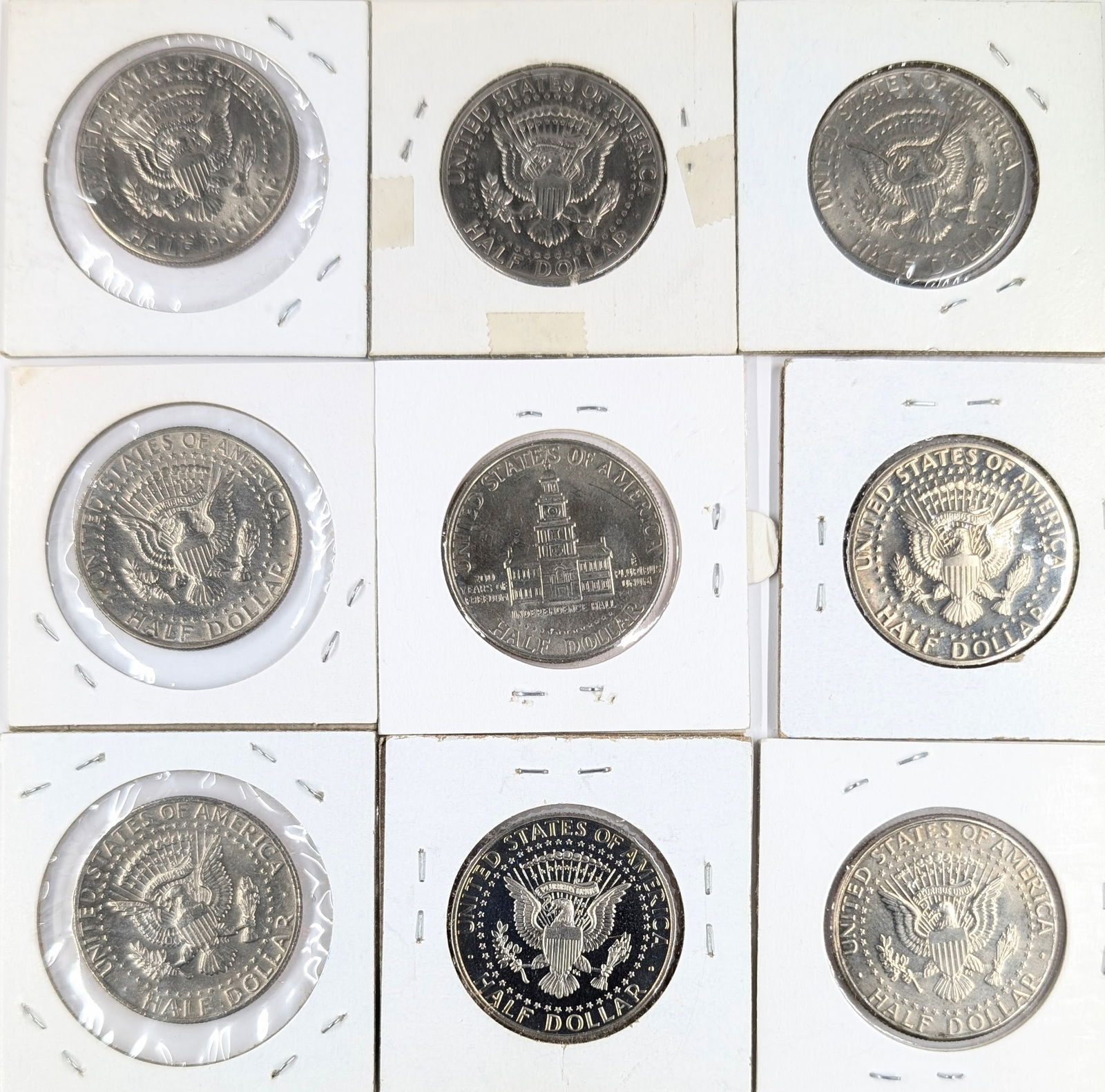 Lot of 9 John F Kennedy Half Dollars - 1971-1997 - Some Proofs - 2