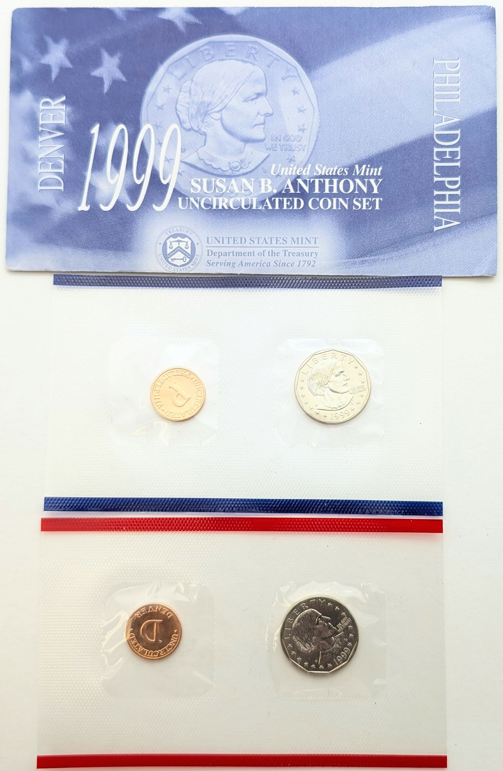 1999 P/D Uncirculated Susan B. Anthony Dollar Set: Coin 