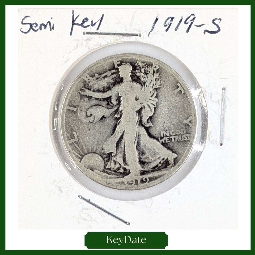 1919-S Silver Walking Liberty Half Dollar - KEY DATE: Silver 